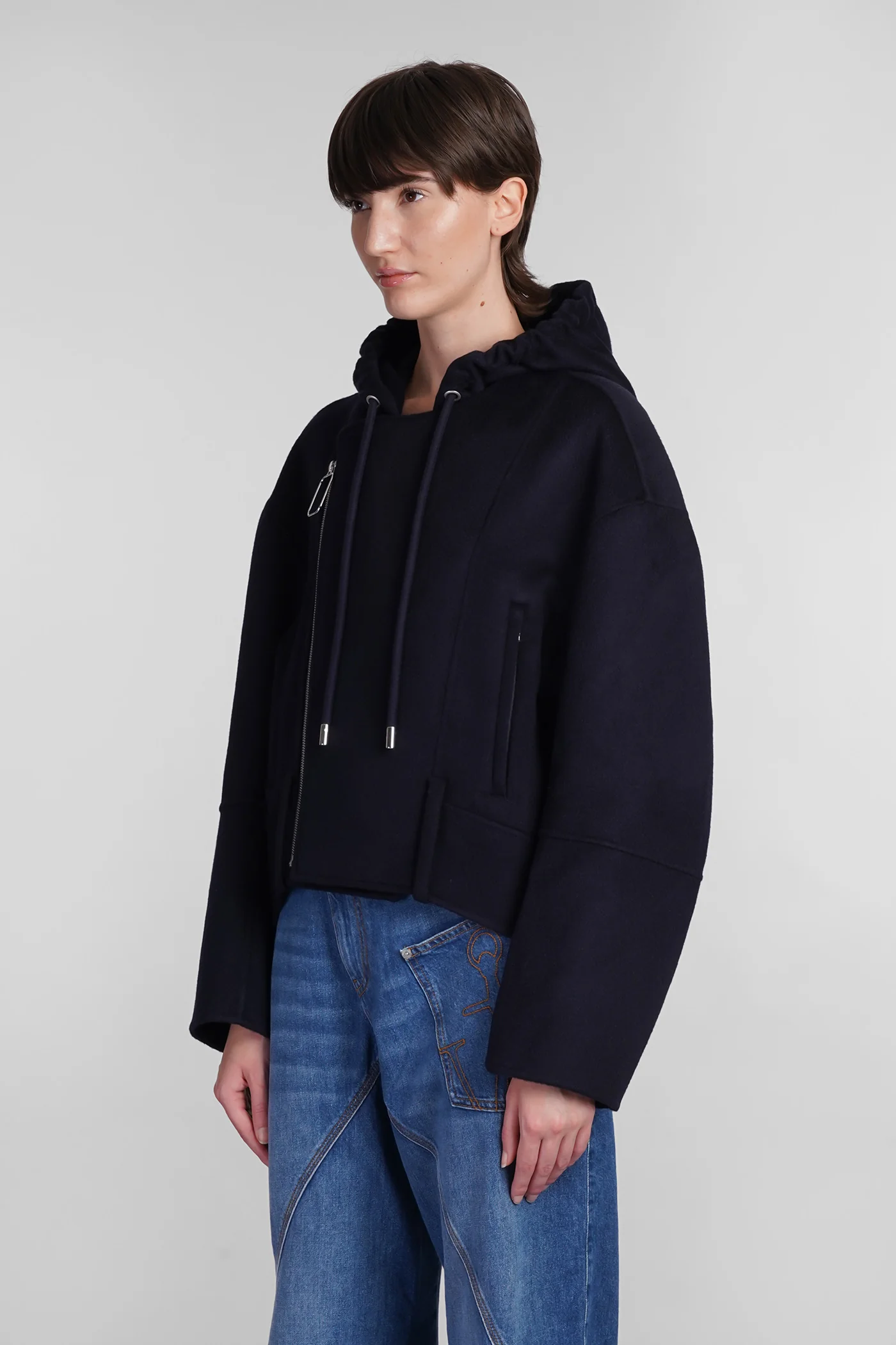 Biker jacket in blue wool - Image 4