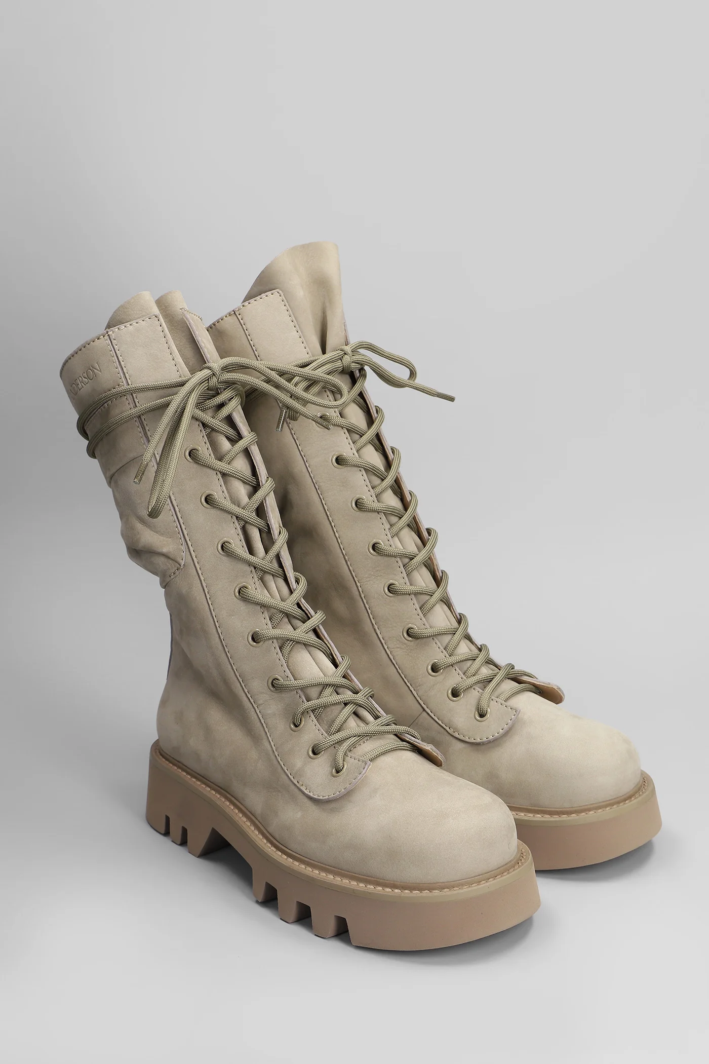 Combat boots in taupe leather - Image 2