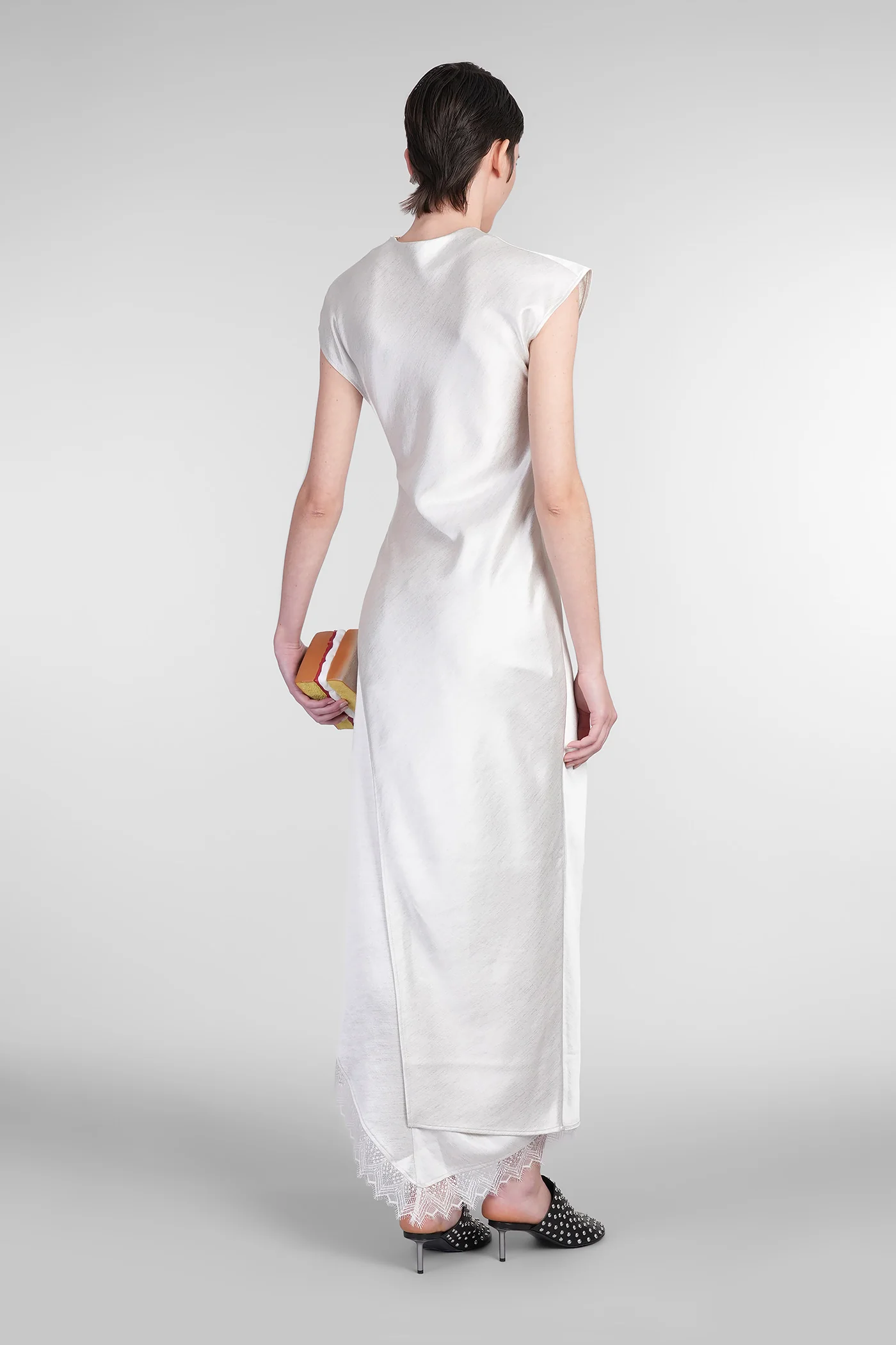Long dress in silver Triacetate - Image 3