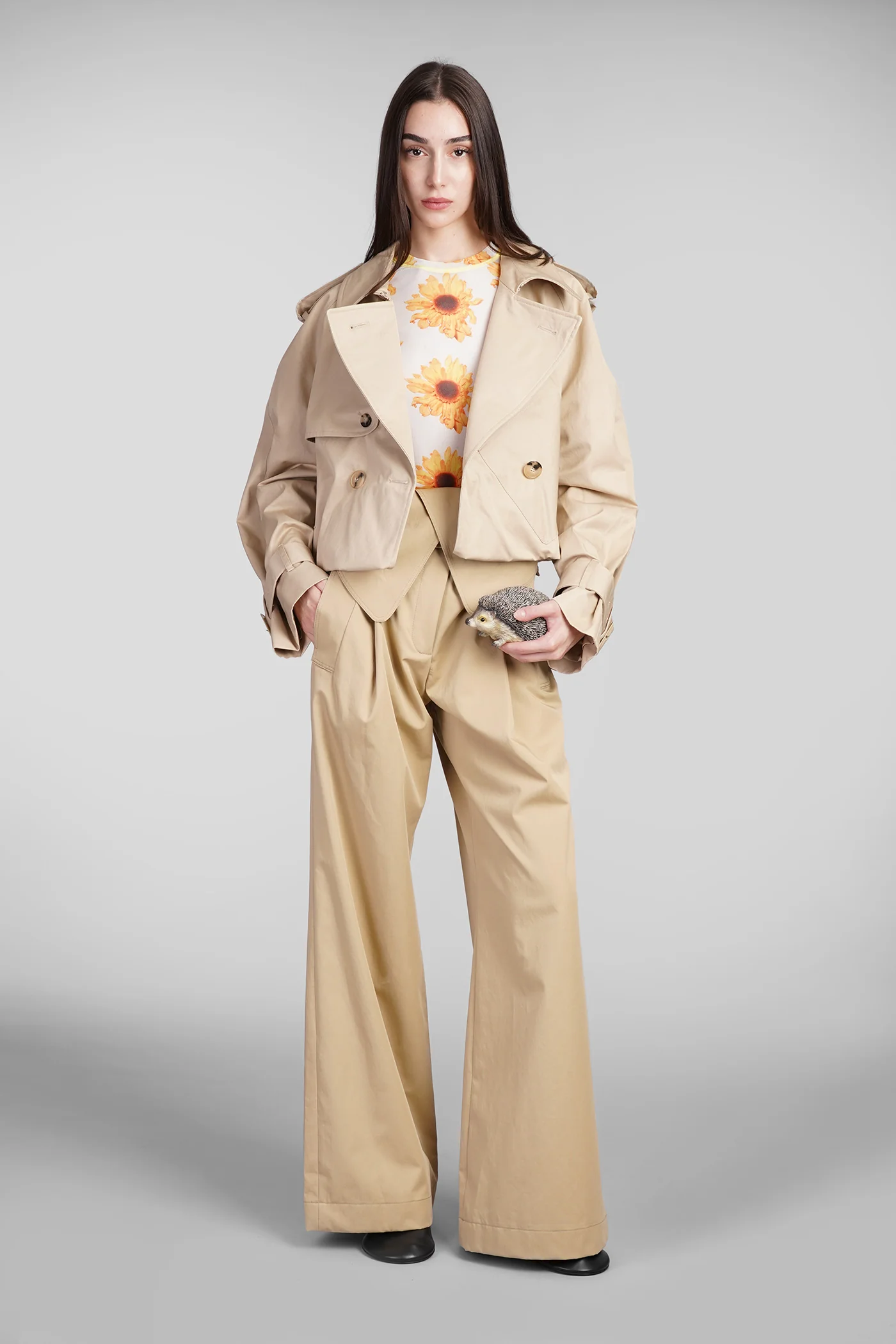 Pants in beige cotton - Image 2
