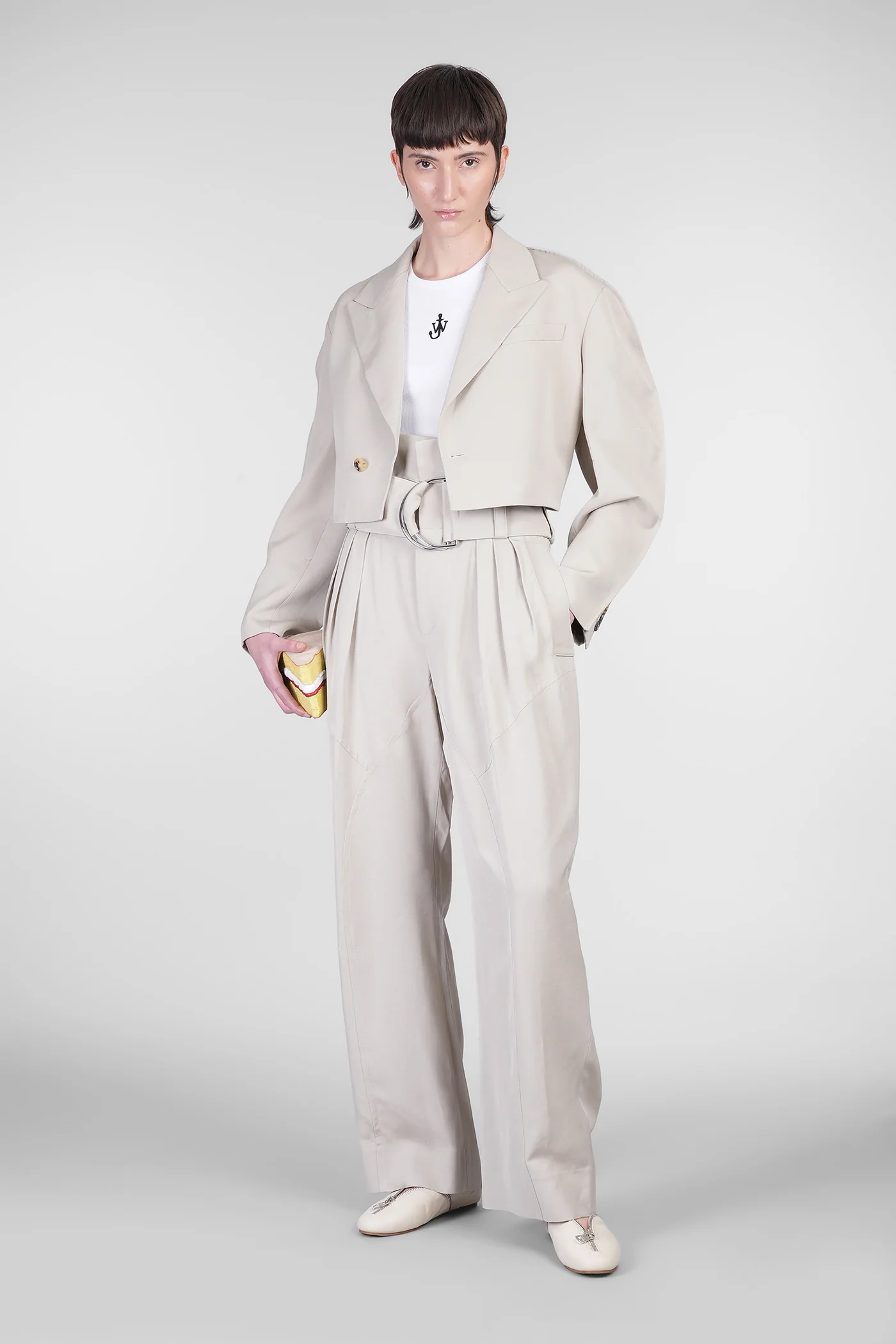 Pants in taupe viscose - Image 2