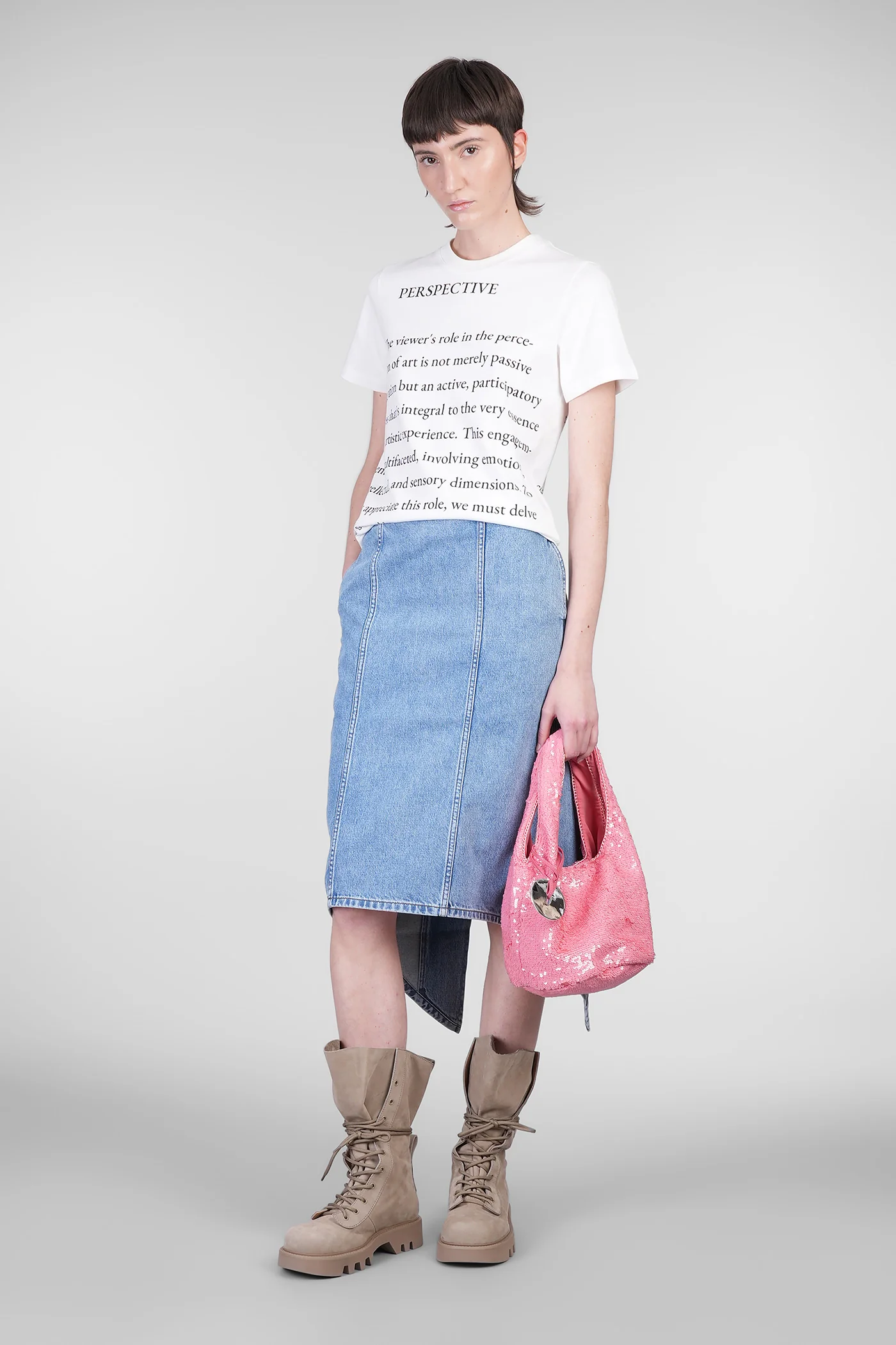 T-Shirt in beige cotton - Image 2