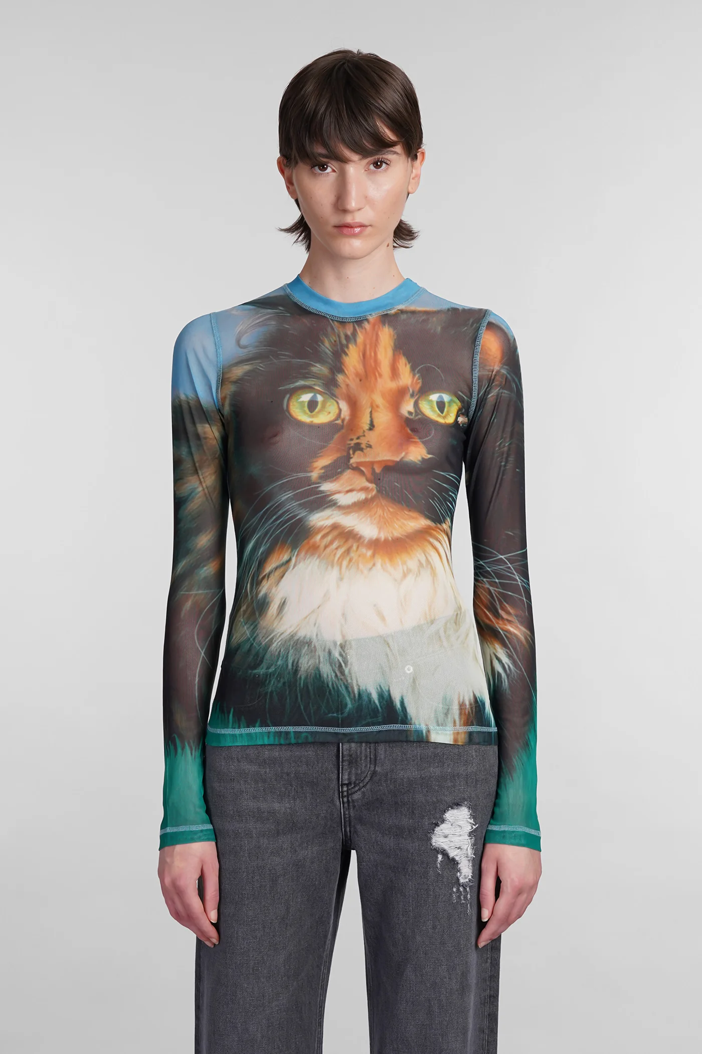 Topwear in multicolor polyester