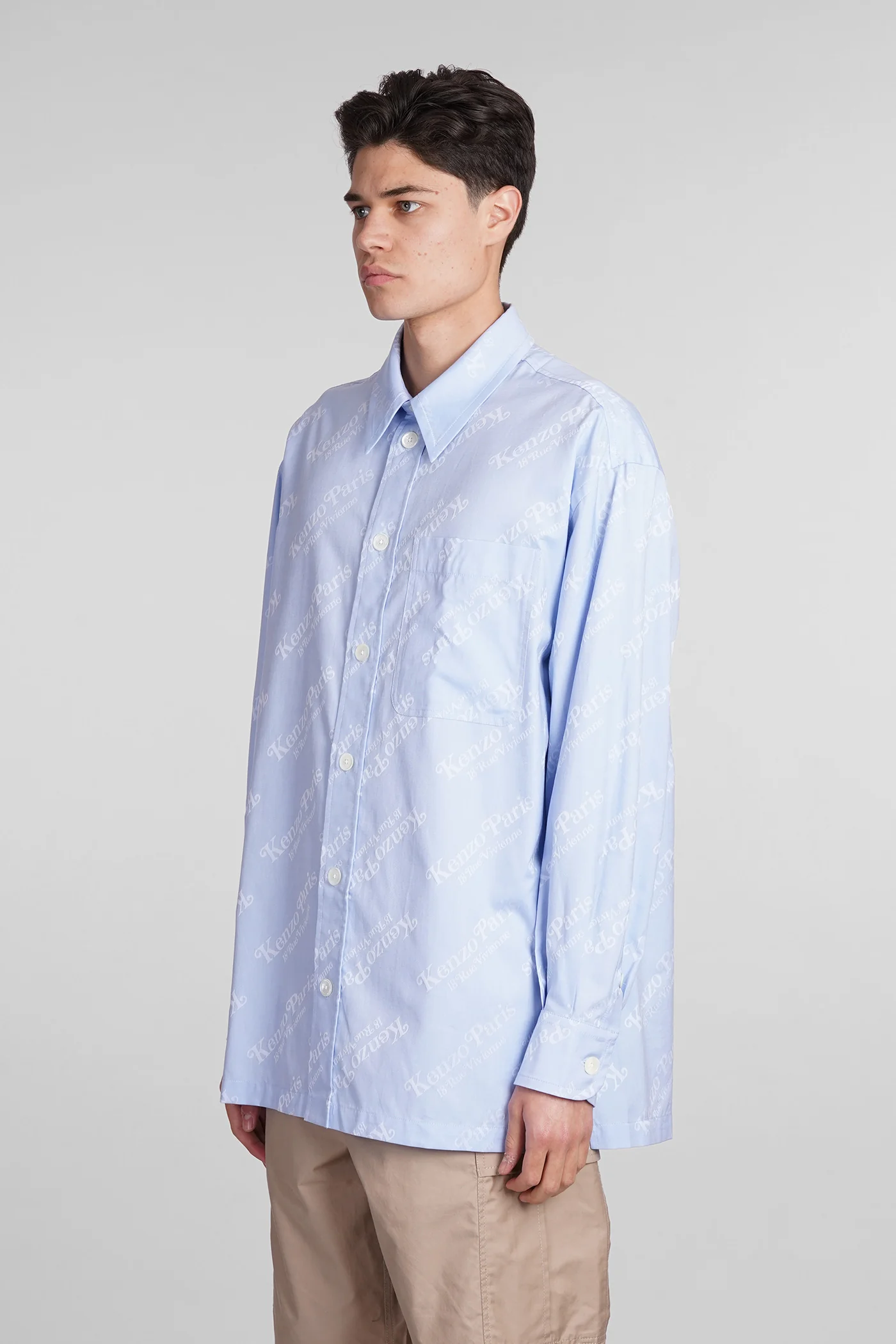 Shirt in cyan cotton - Image 4