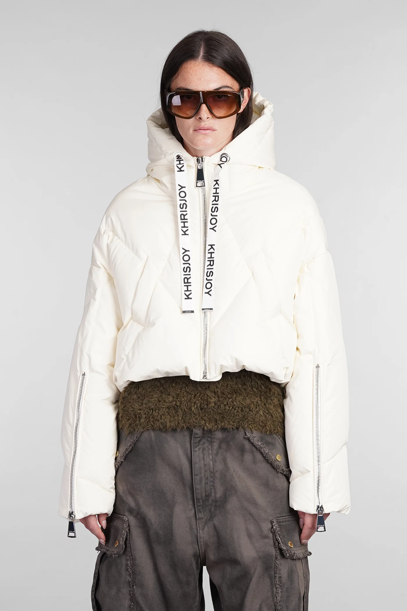 puffer in beige polyester