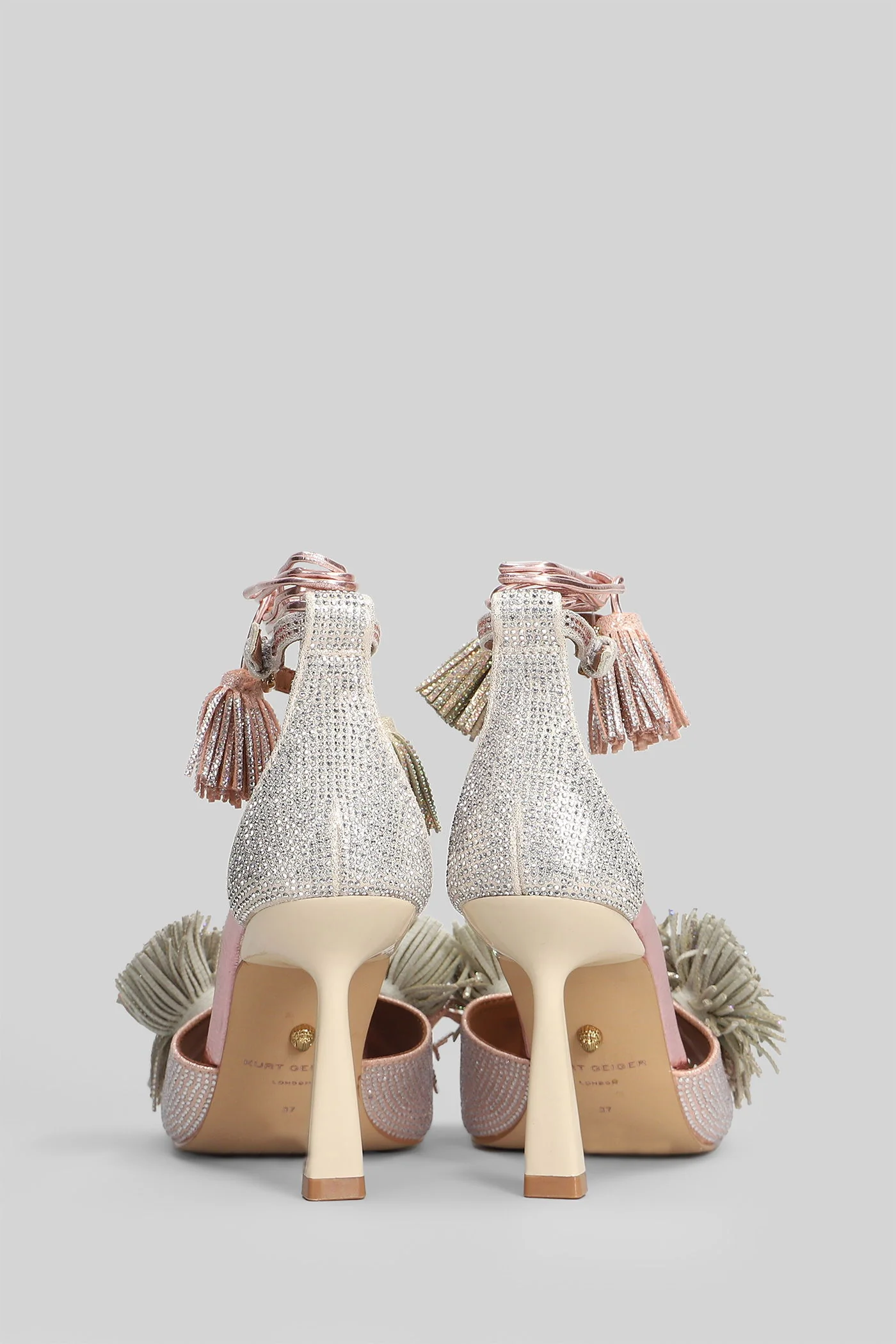 Pom Pom Sandals in beige Suede and fabric - Image 4
