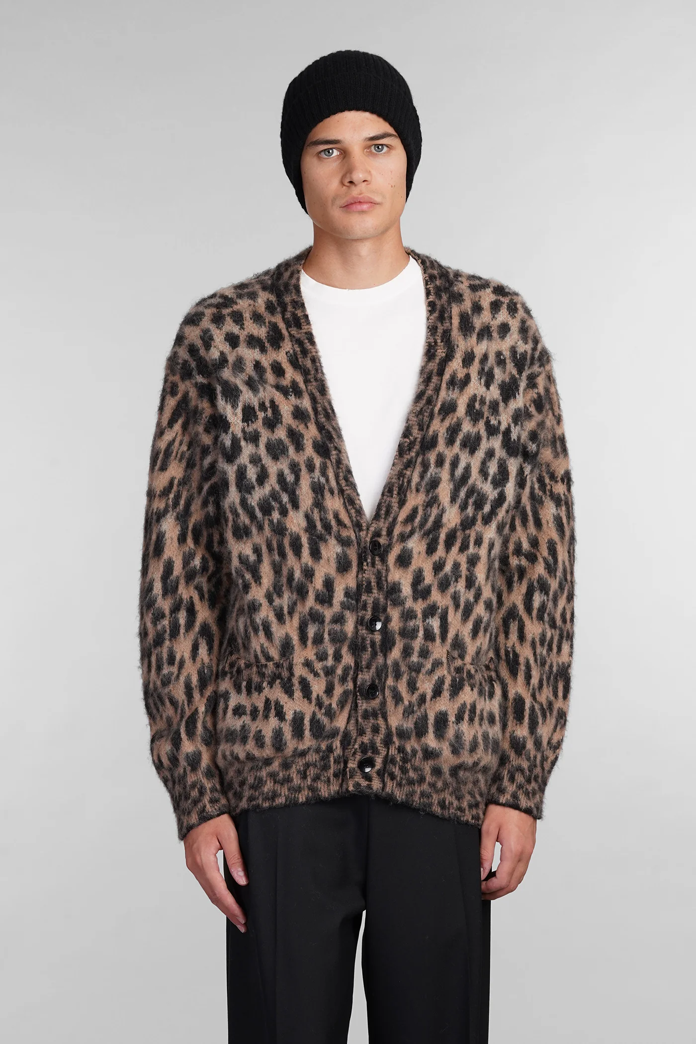 Cardigan in brown polyamide