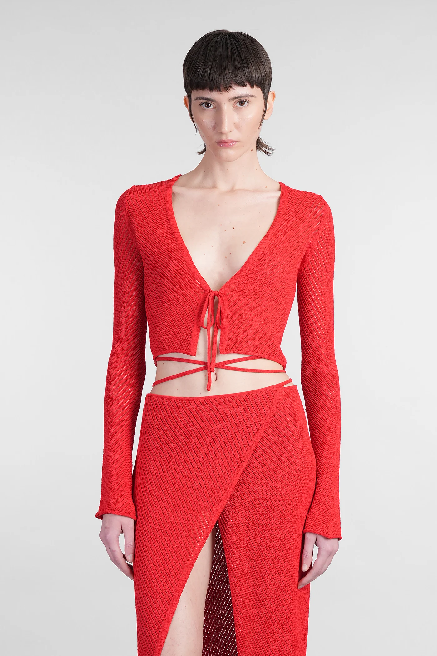 Cardigan in red viscose