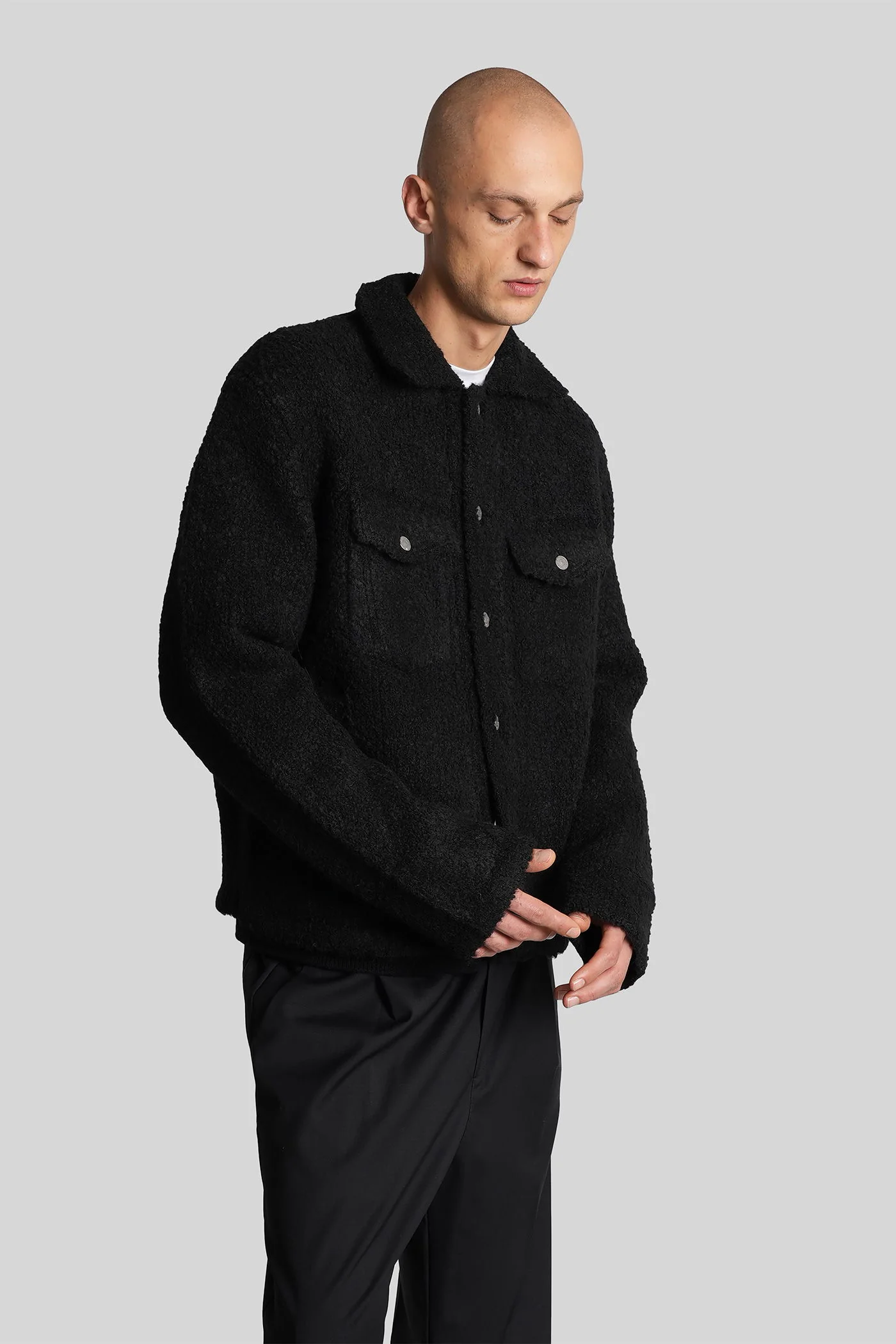 Casual jacket in black acrylic - Image 4