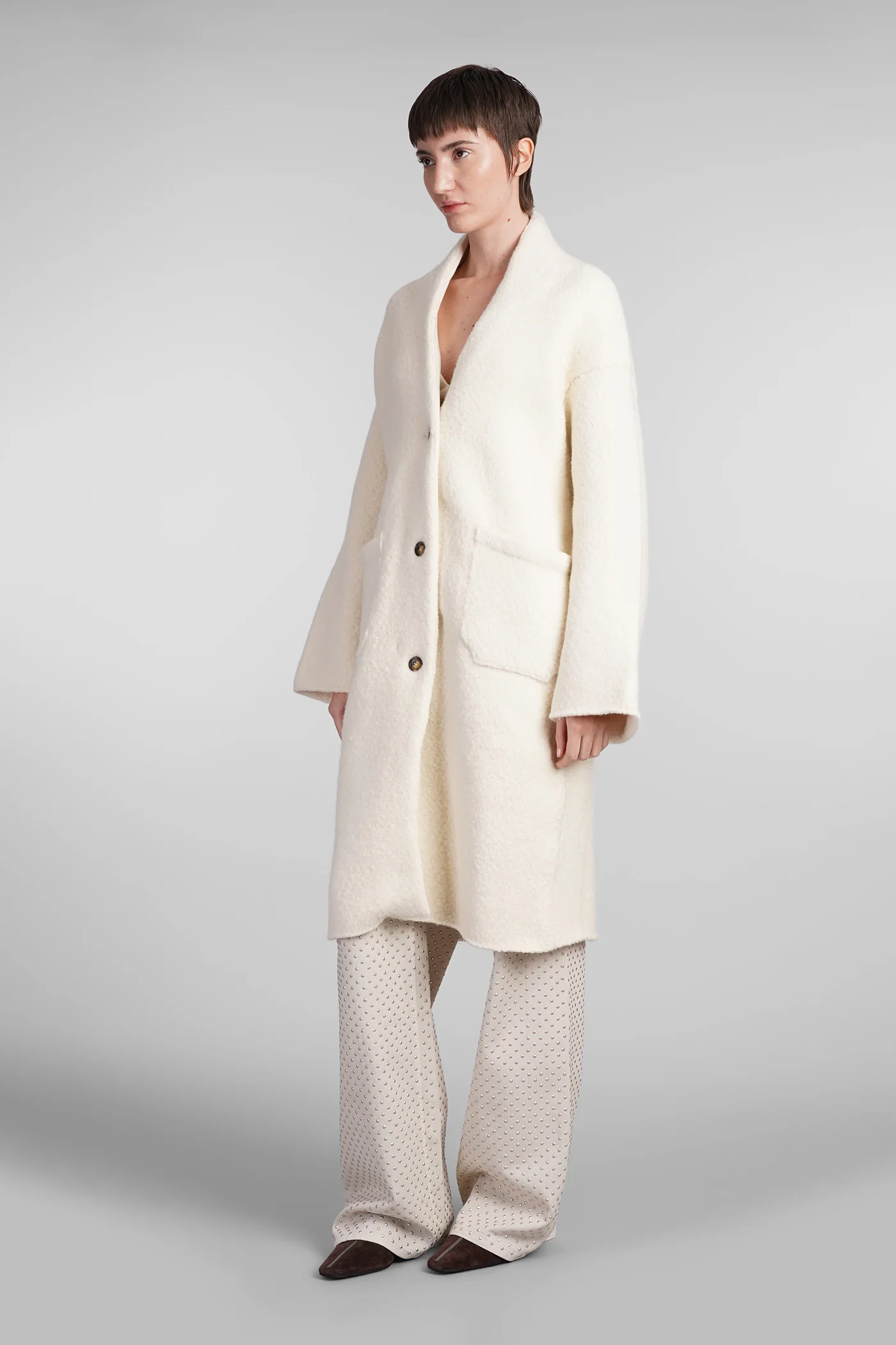 Coat in beige wool - Image 4