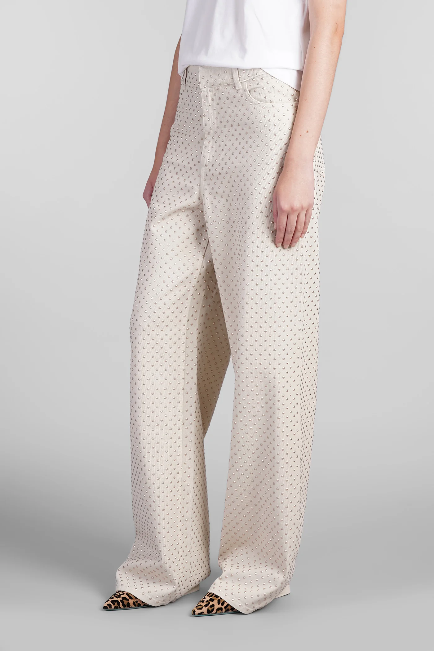 Jeans in beige cotton - Image 4