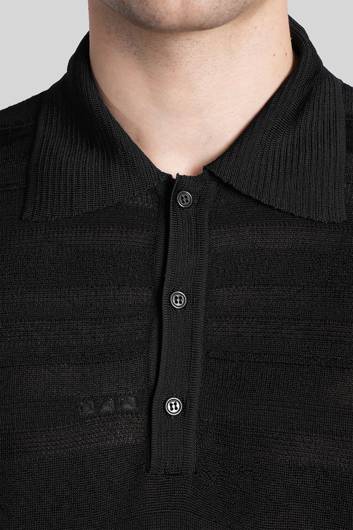 Polo in black viscose - Image 5