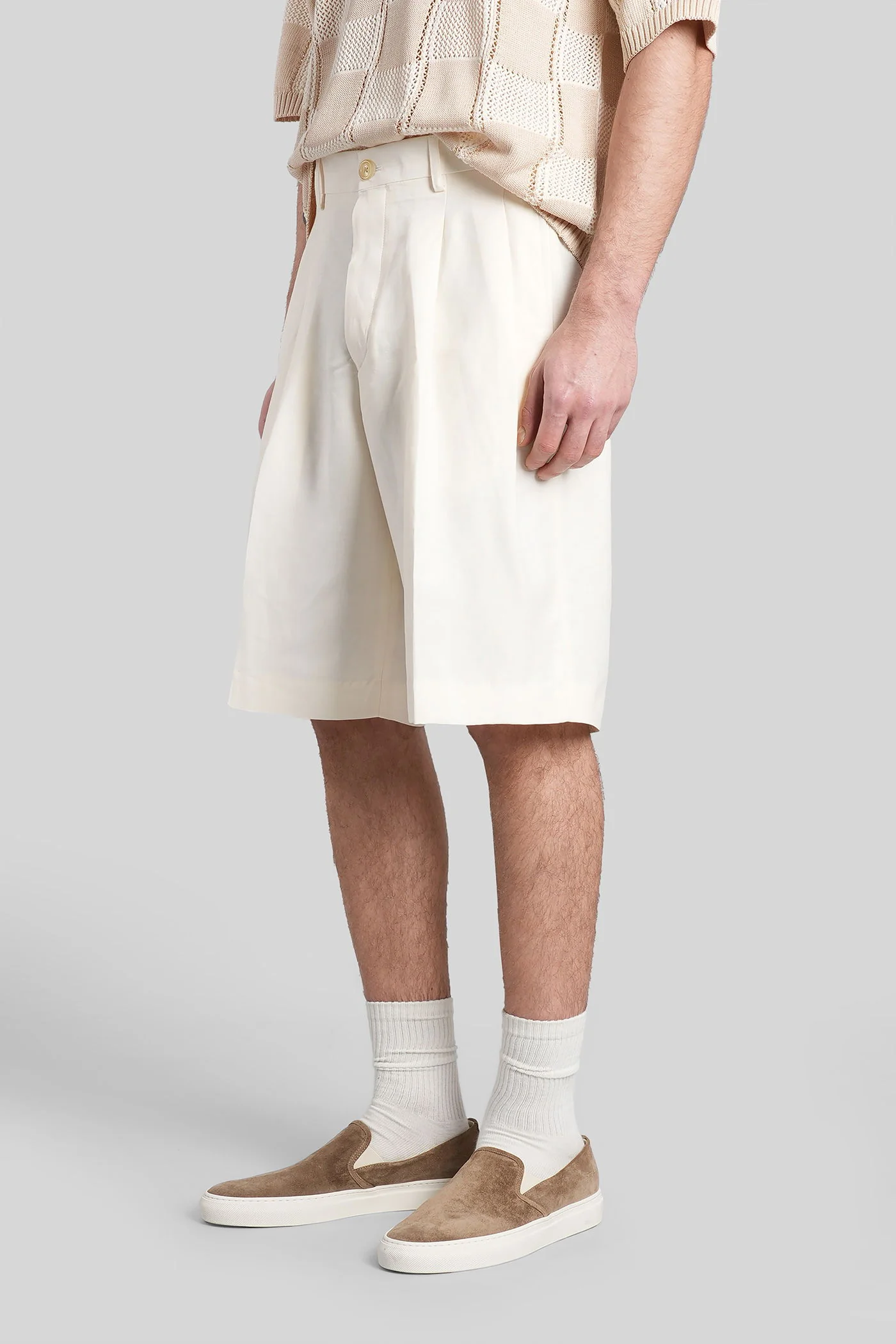 Shorts in beige viscose - Image 4