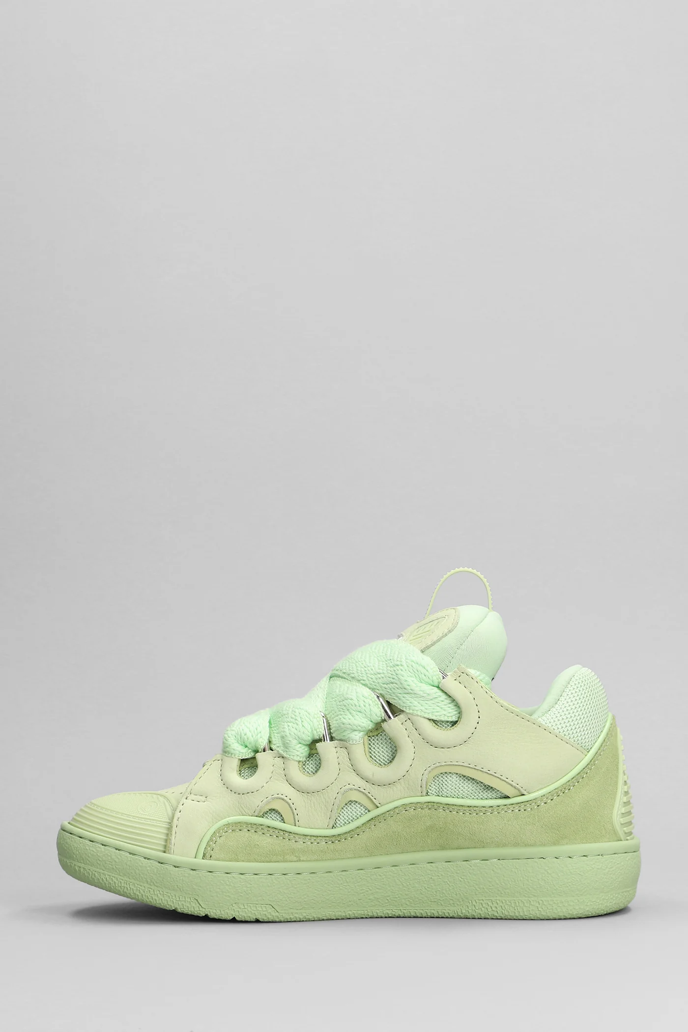 Curb Sneakers in green suede and leather - Image 3