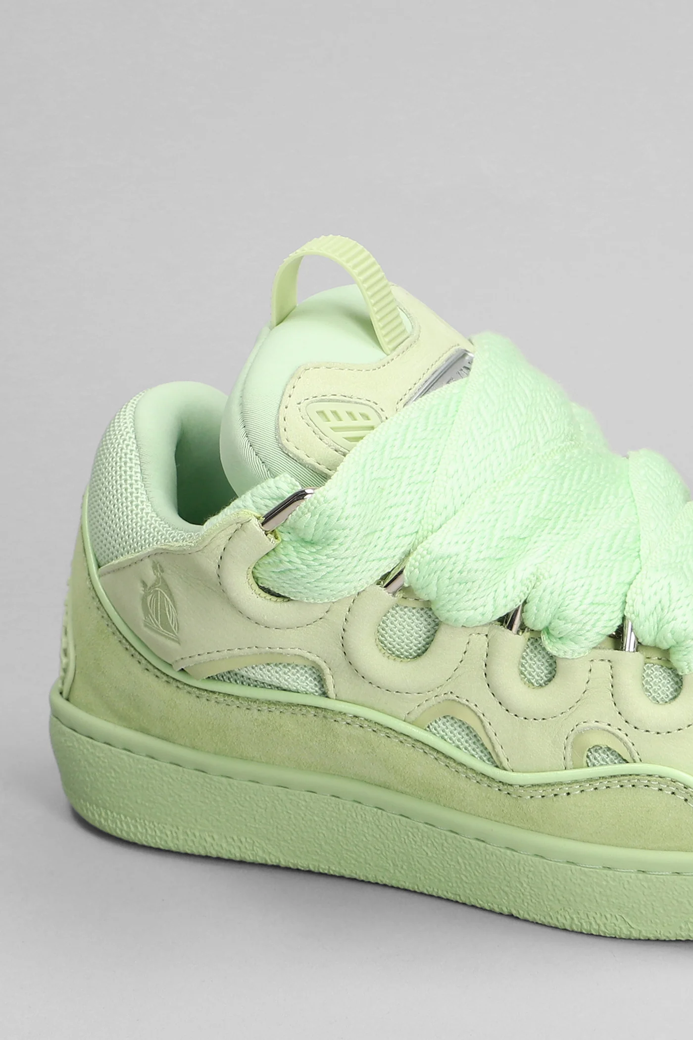 Curb Sneakers in green suede and leather - Image 5