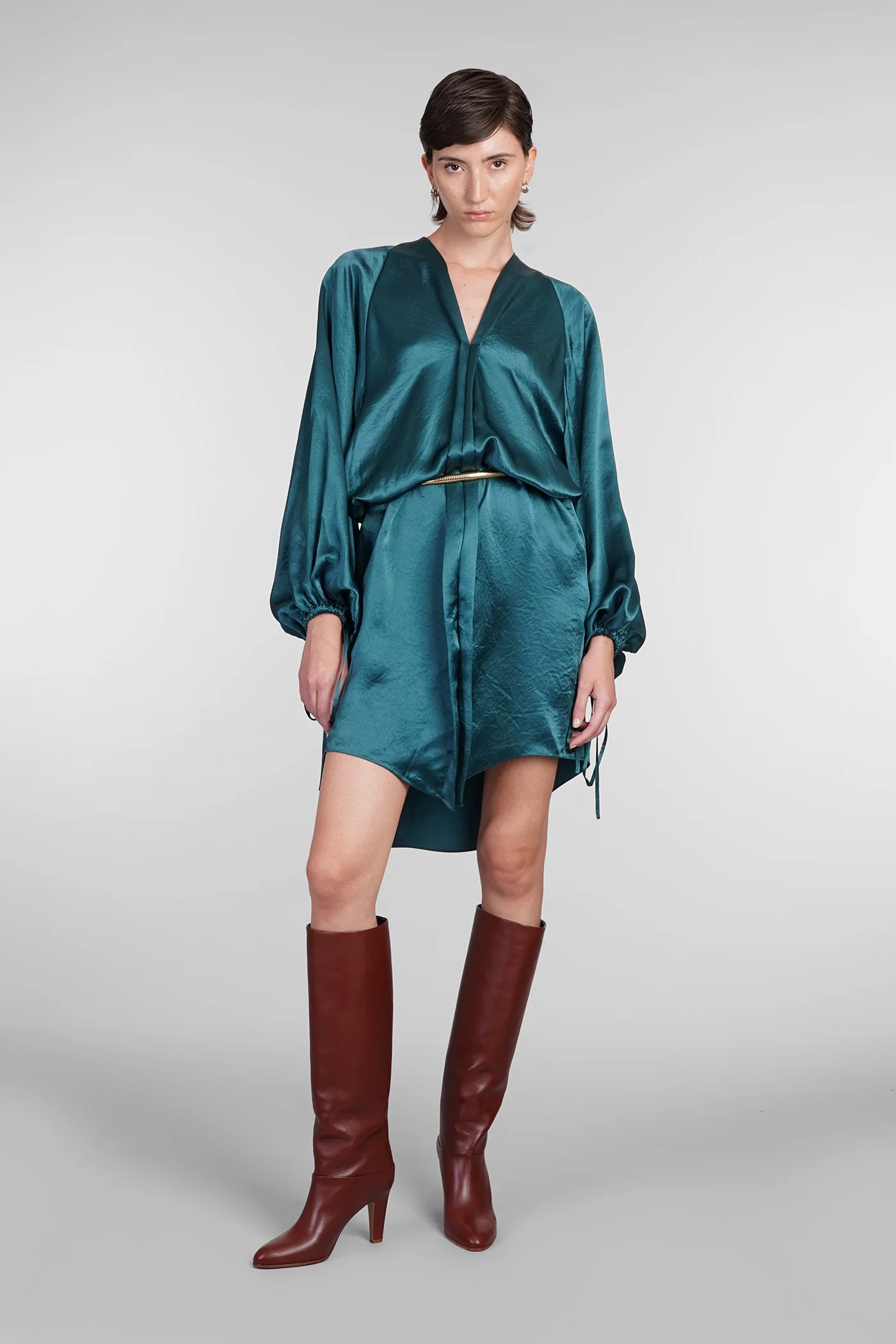 Dress woman  in green acetate - Image 2