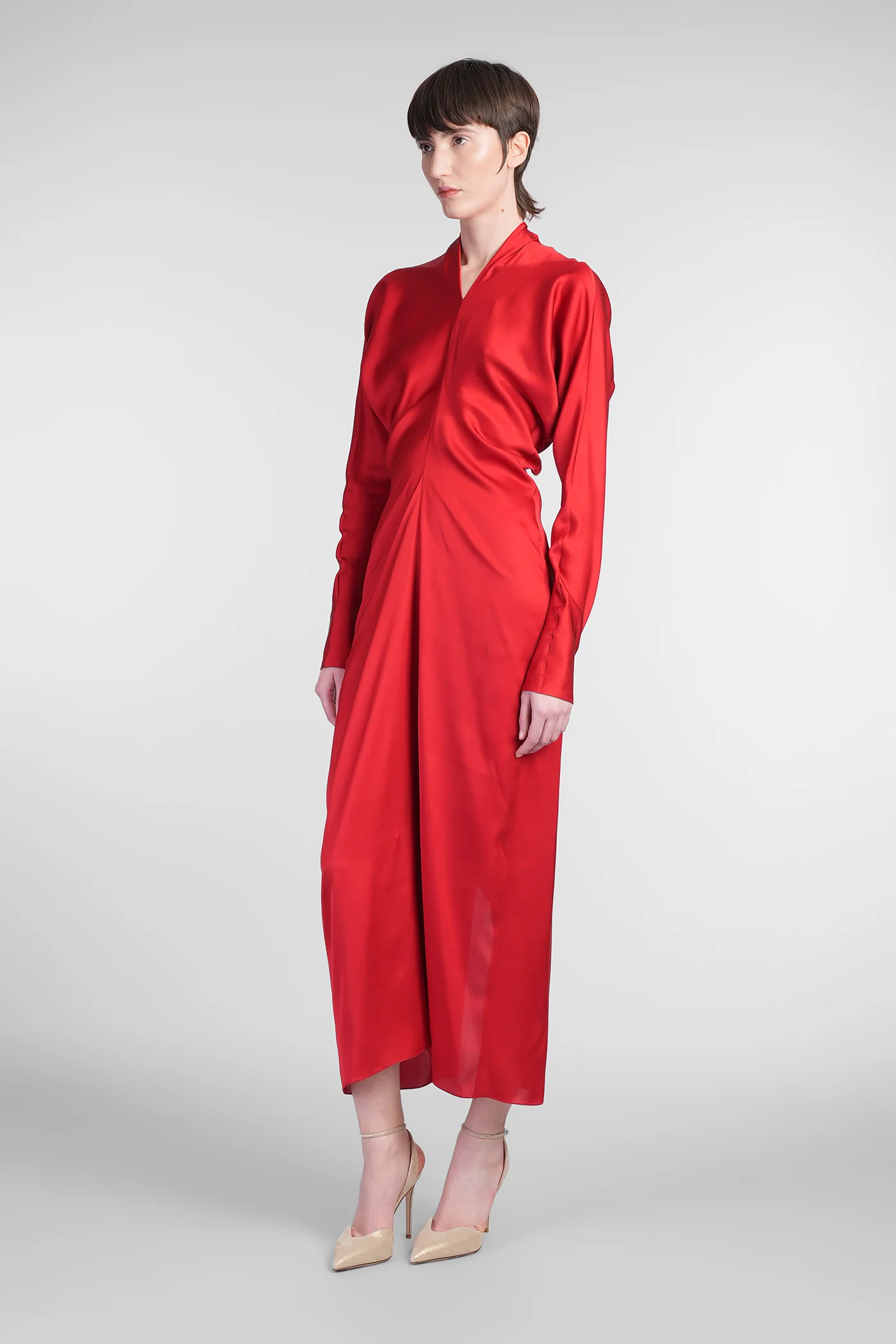 Long dress in red silk - Image 4