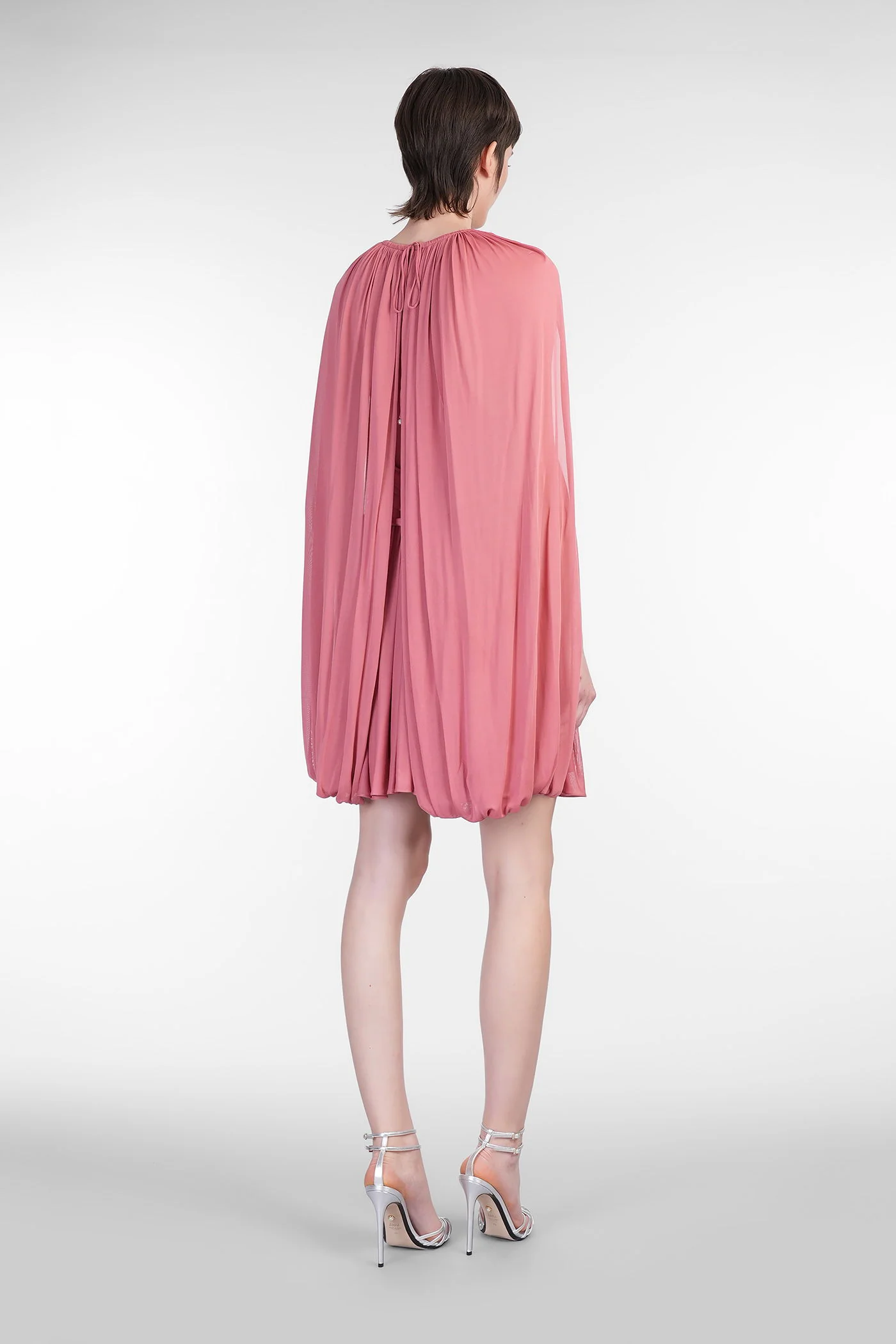 Mini dress in rose-pink viscose - Image 3