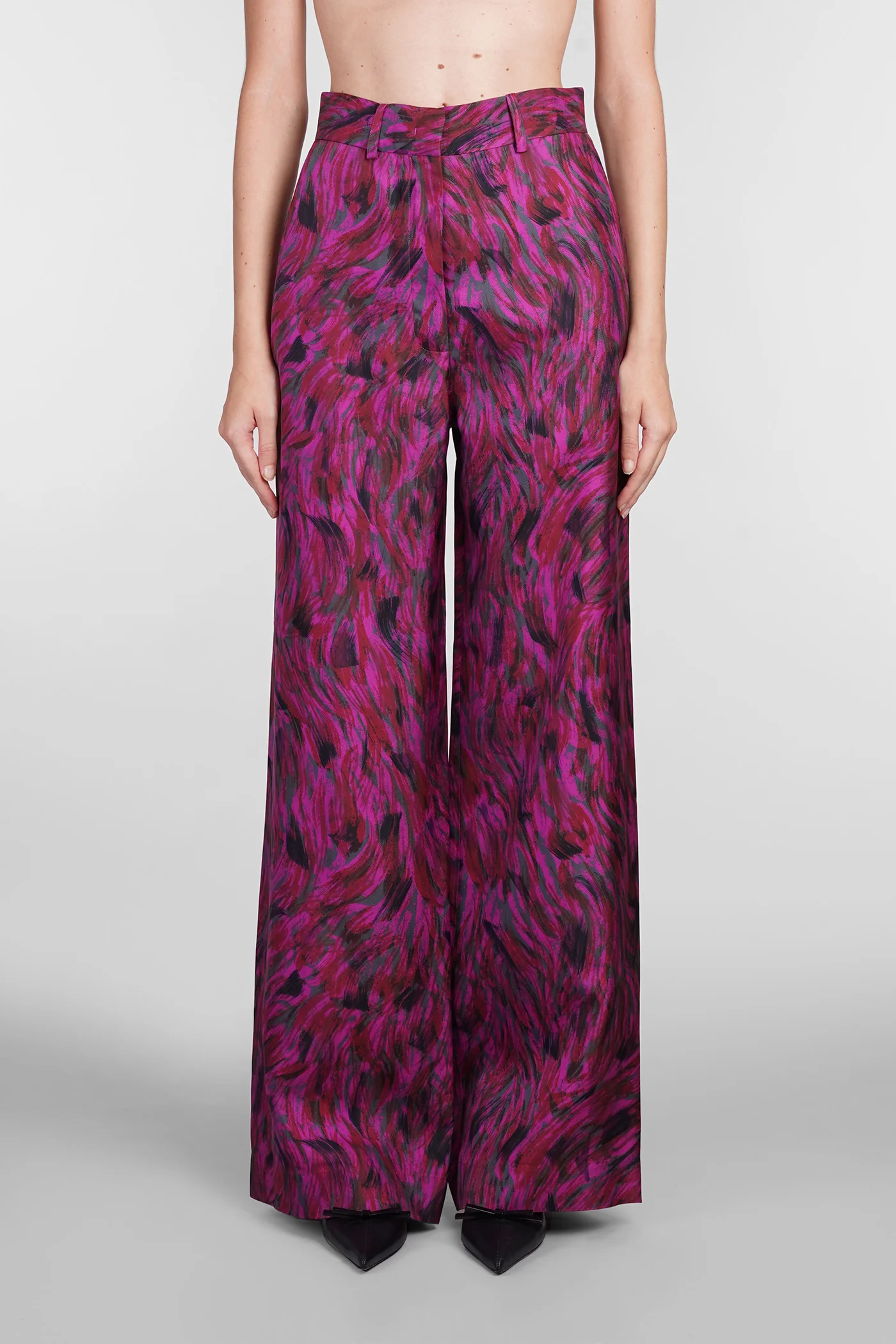 Pants in fuxia silk