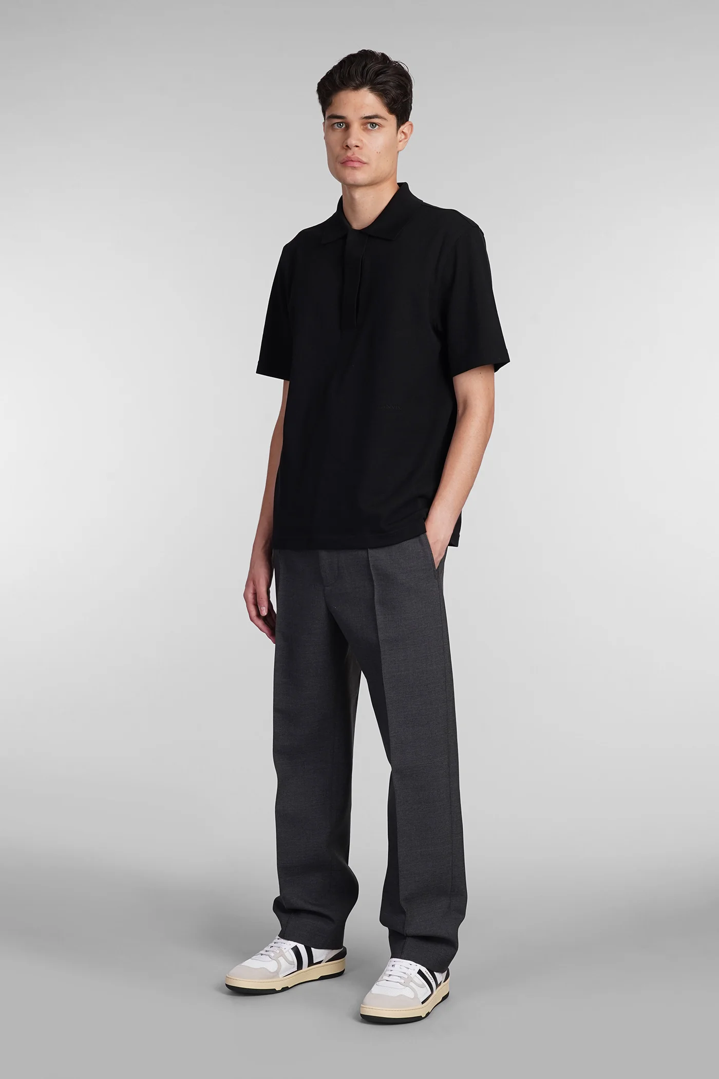 Polo in black cotton - Image 2