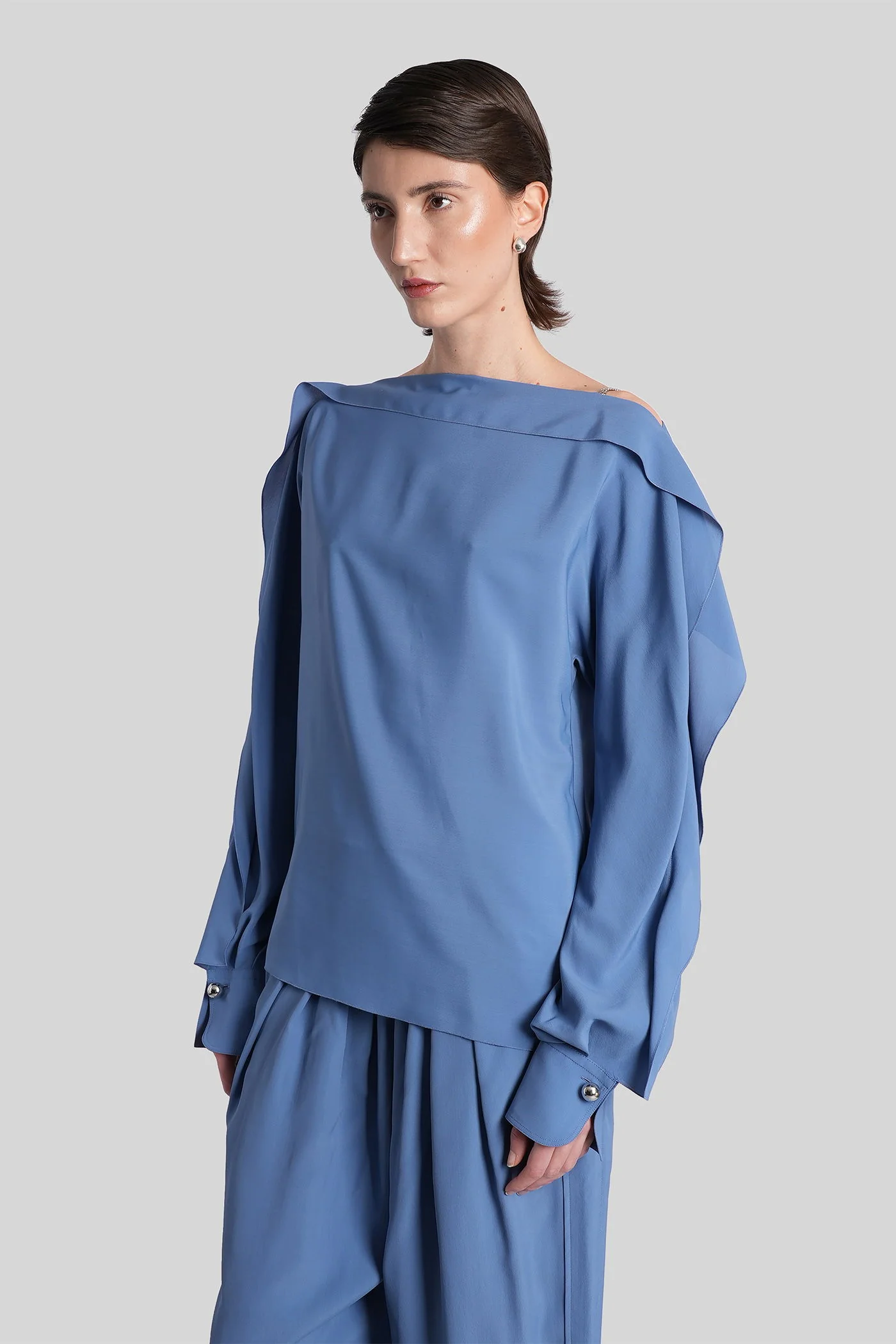 Topwear in blue viscose - Image 4