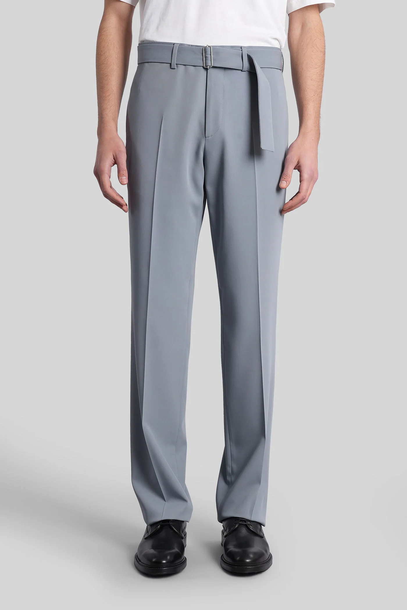 Pants in cyan wool