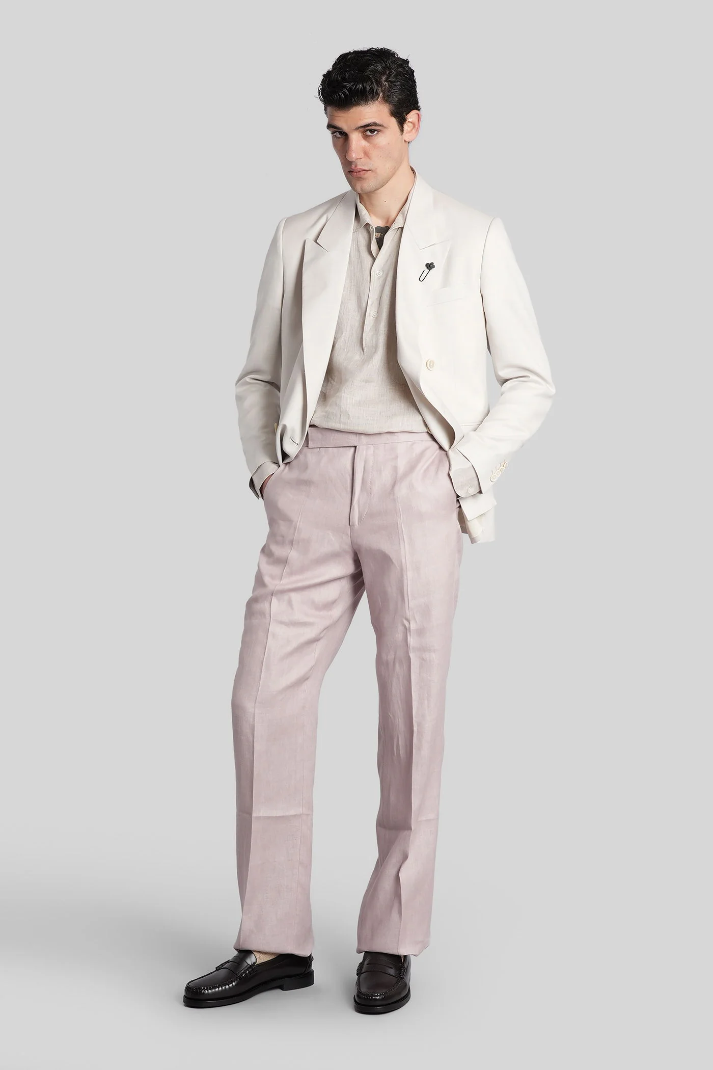 Pants in rose-pink linen - Image 2