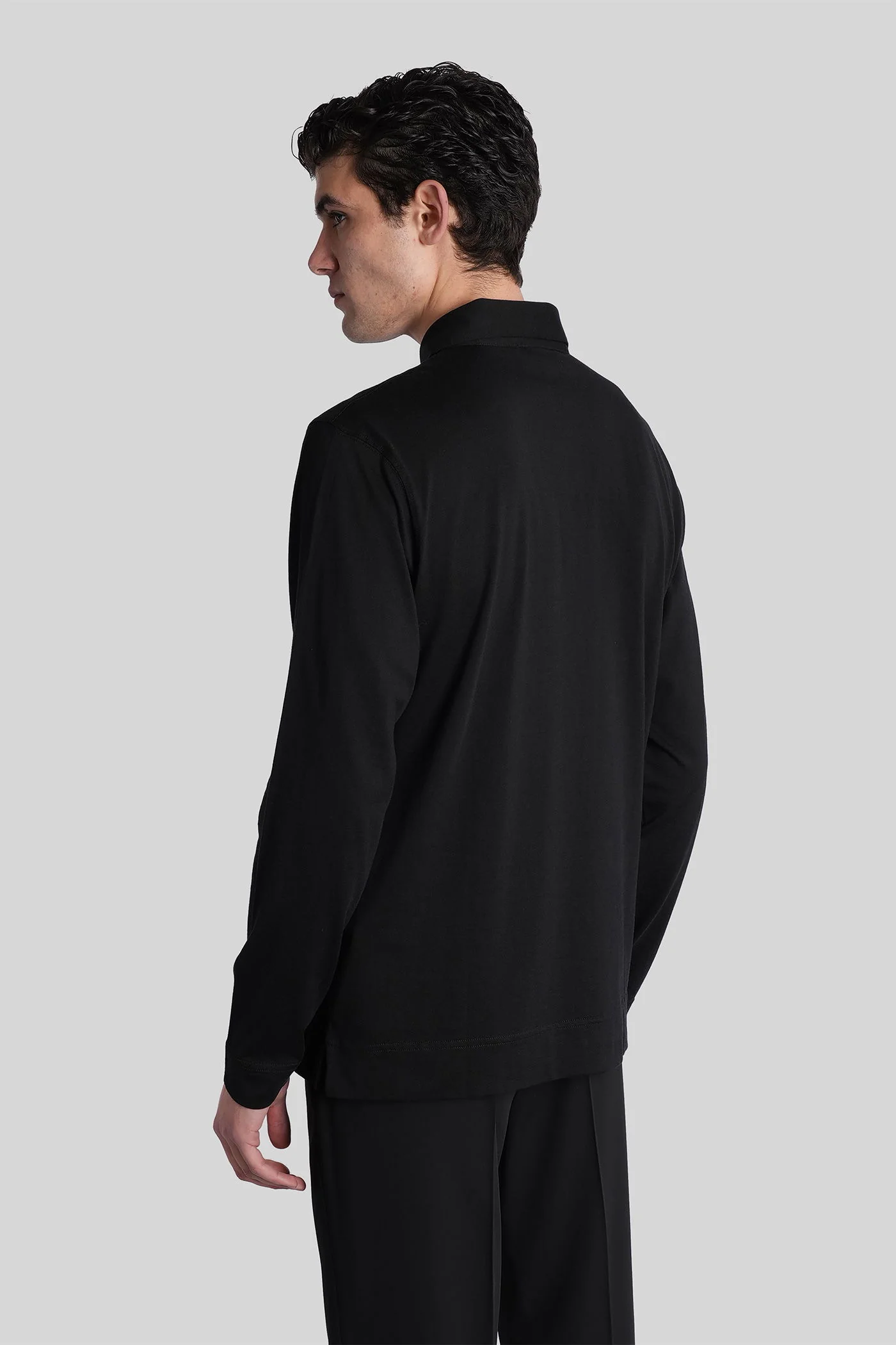 Polo in black cotton - Image 3