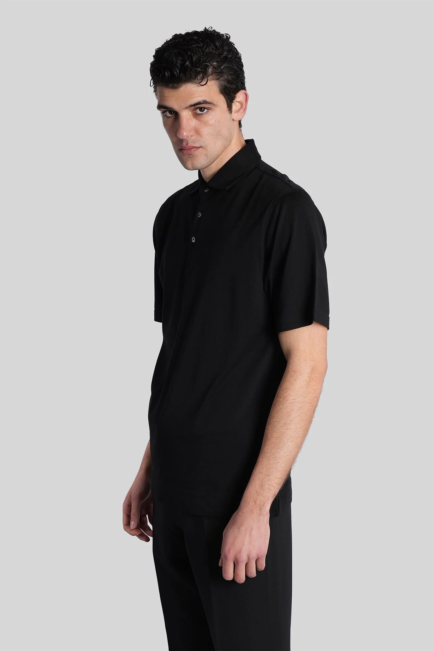 Polo in black cotton - Image 4