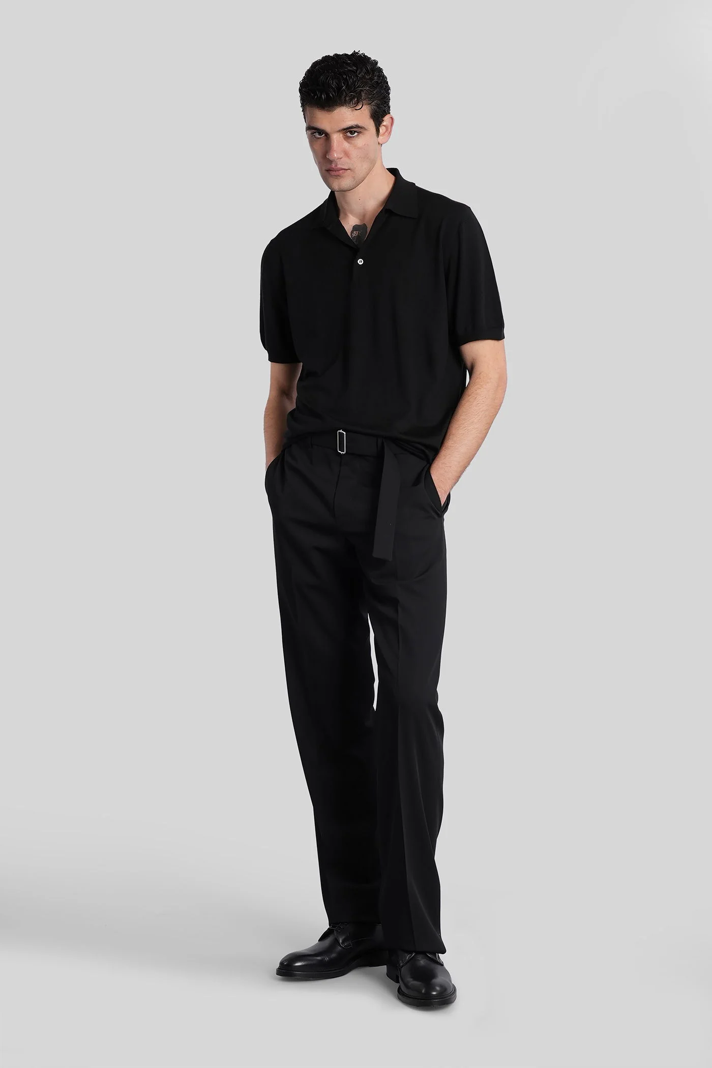 Polo in black wool - Image 2