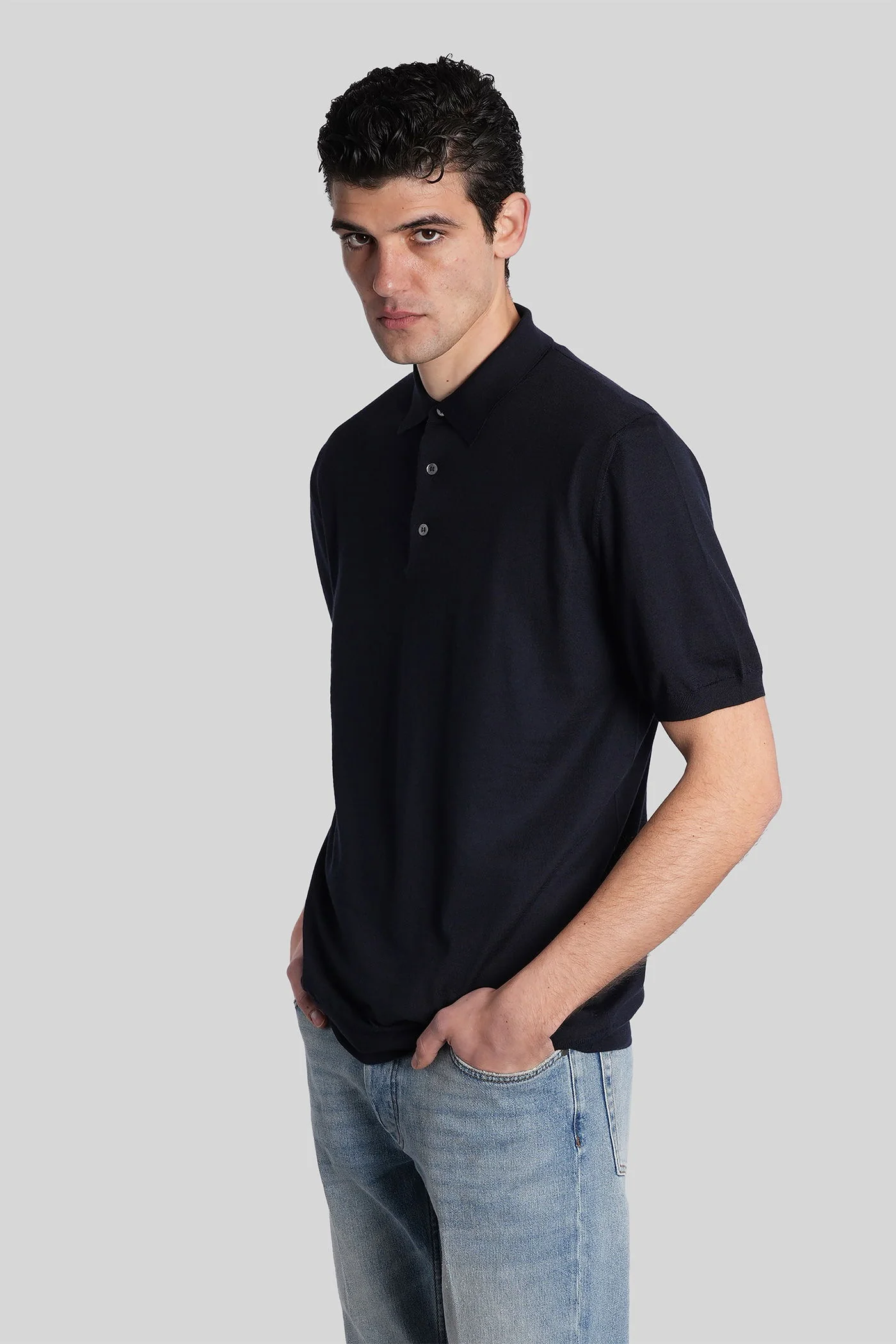 Polo in blue wool - Image 4