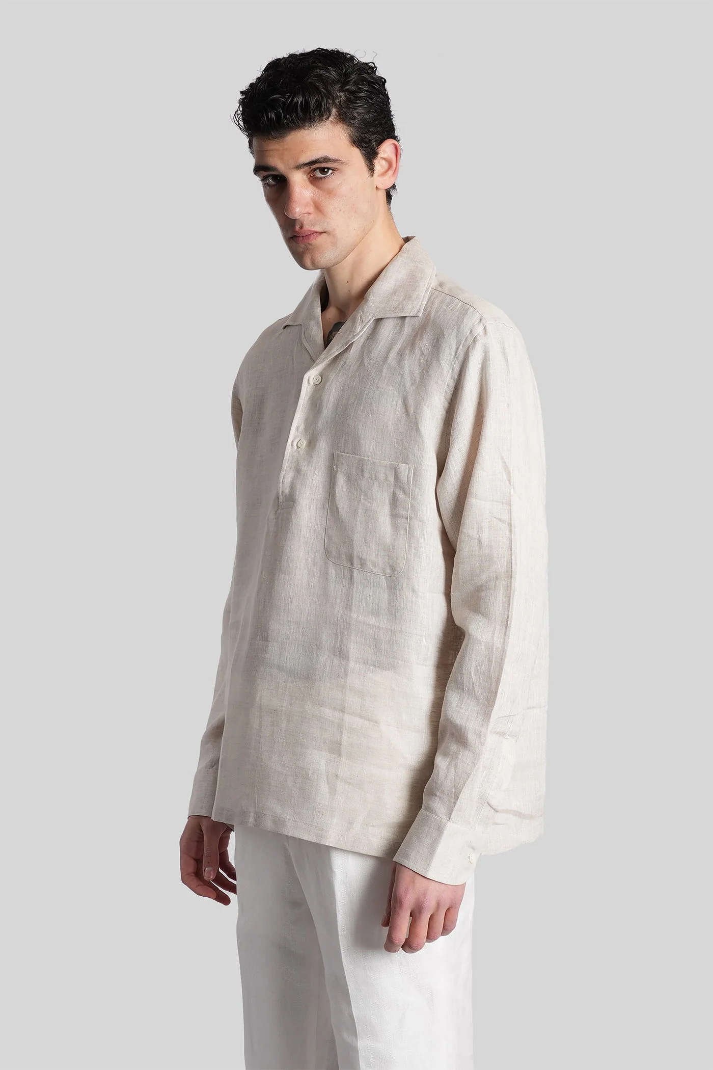 Shirt in beige linen - Image 4