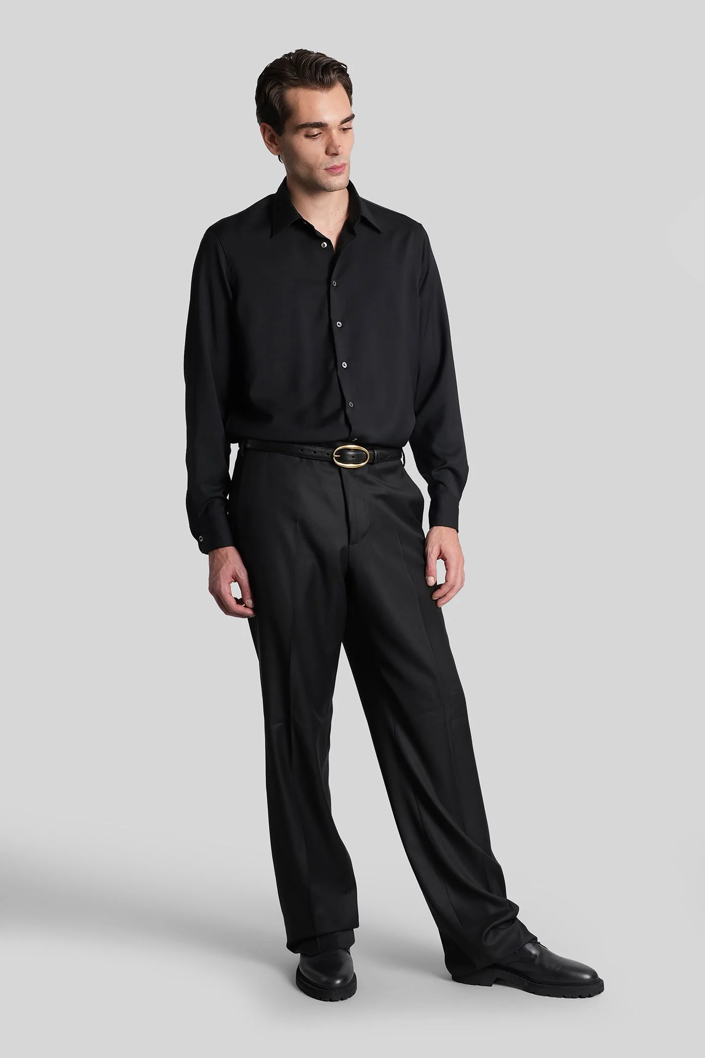 Shirt in black wool - Image 7