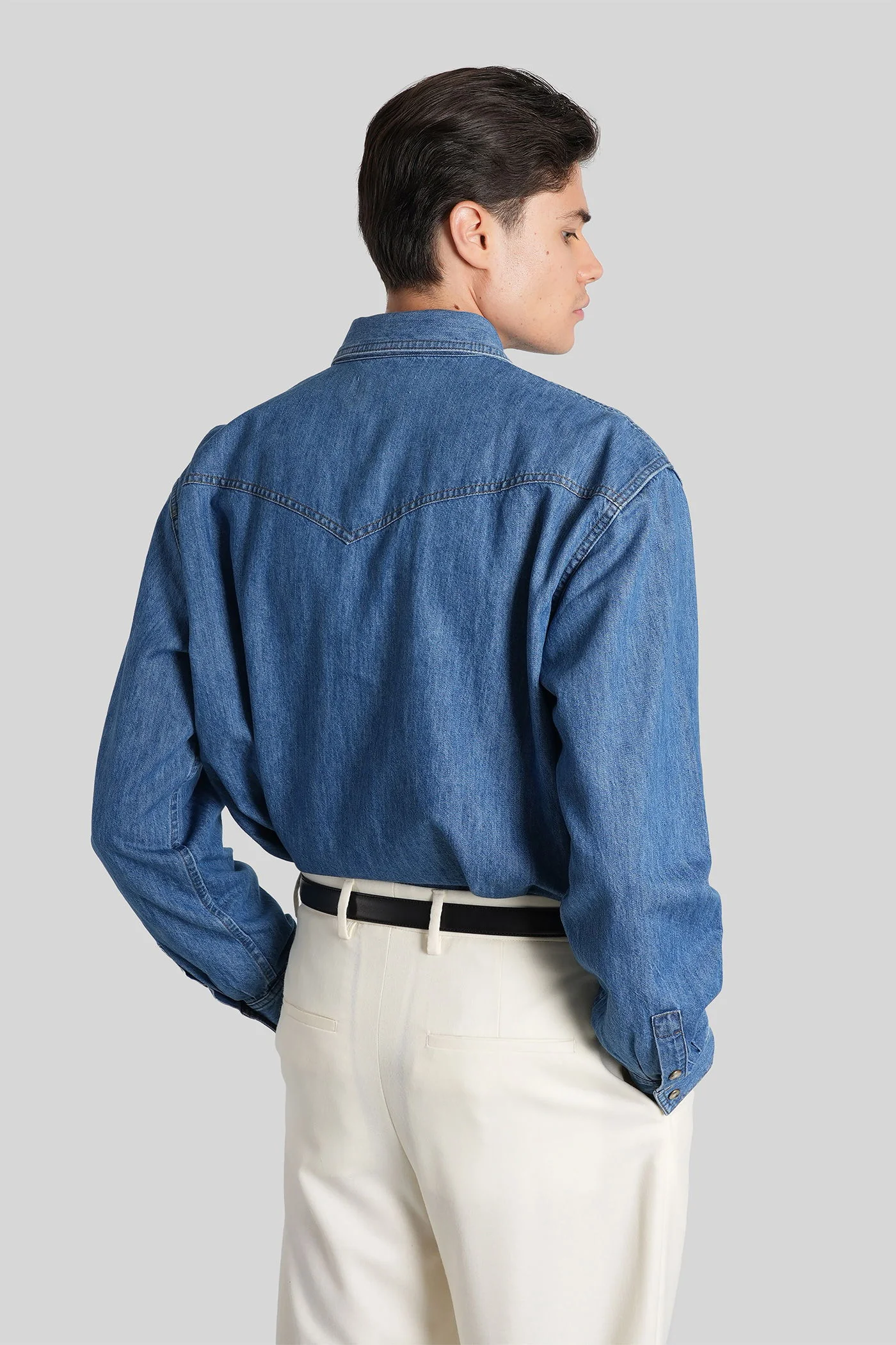 Shirt in blue cotton - Image 3