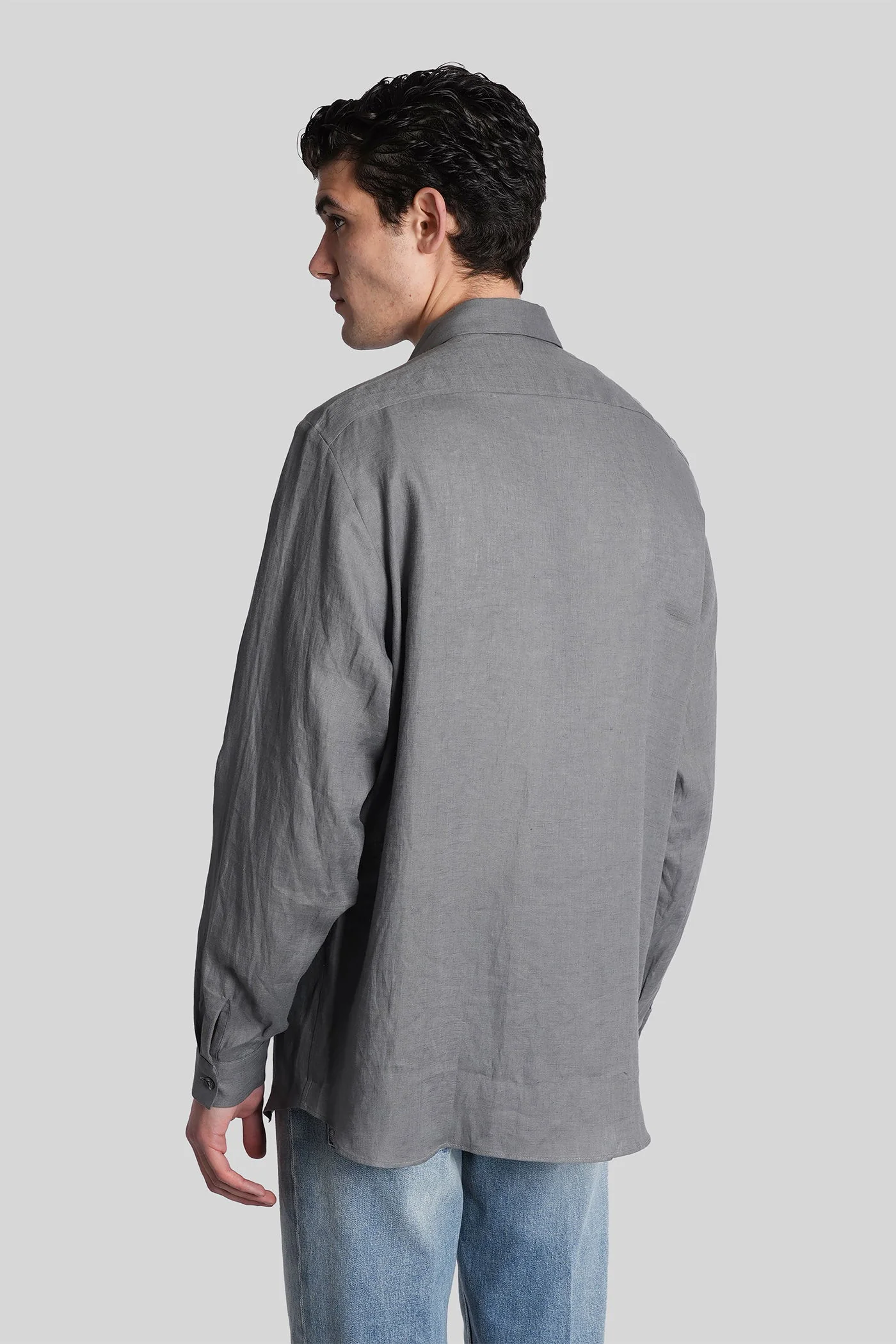 Shirt in grey linen - Image 3