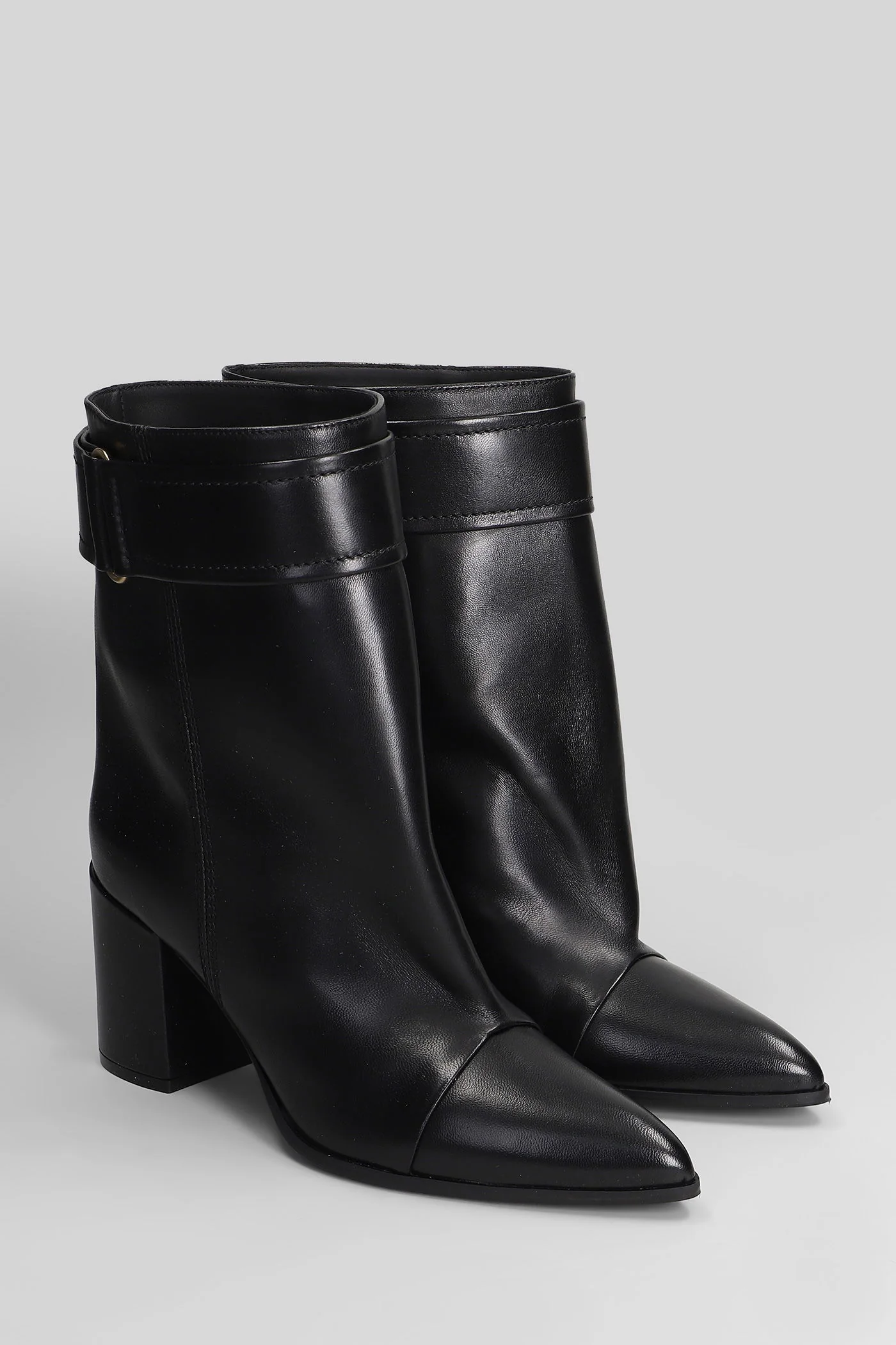 High heels Ankle boots in black leather - Image 2