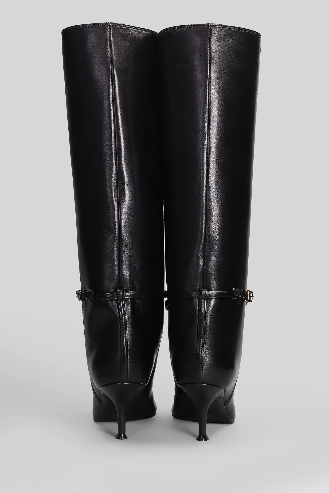 High heels boots in black leather - Image 4