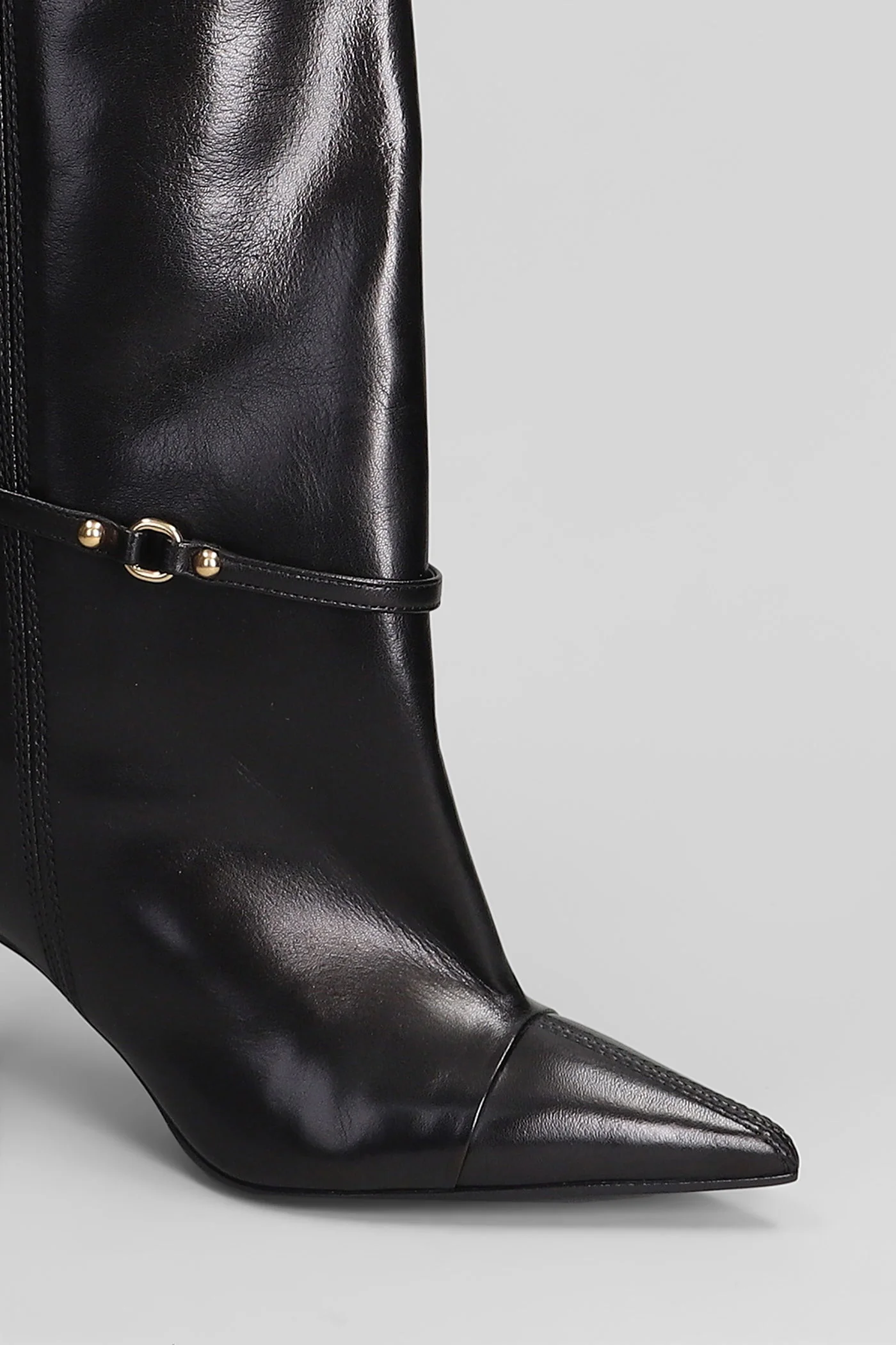 High heels boots in black leather - Image 5