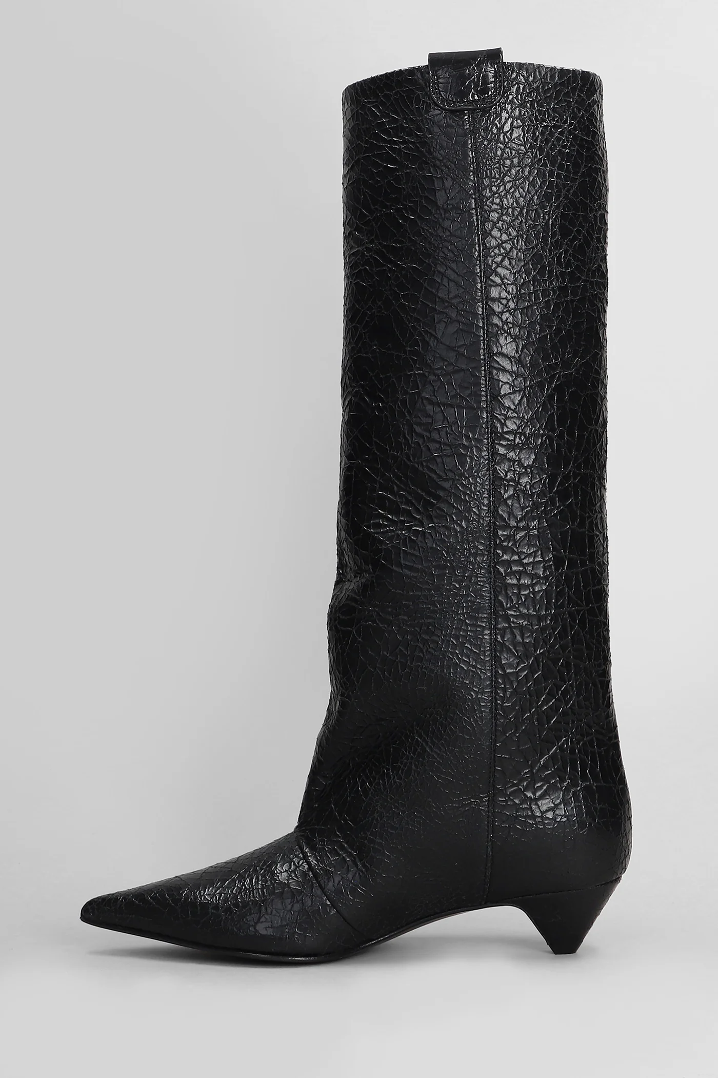 low heels boots in black leather - Image 3