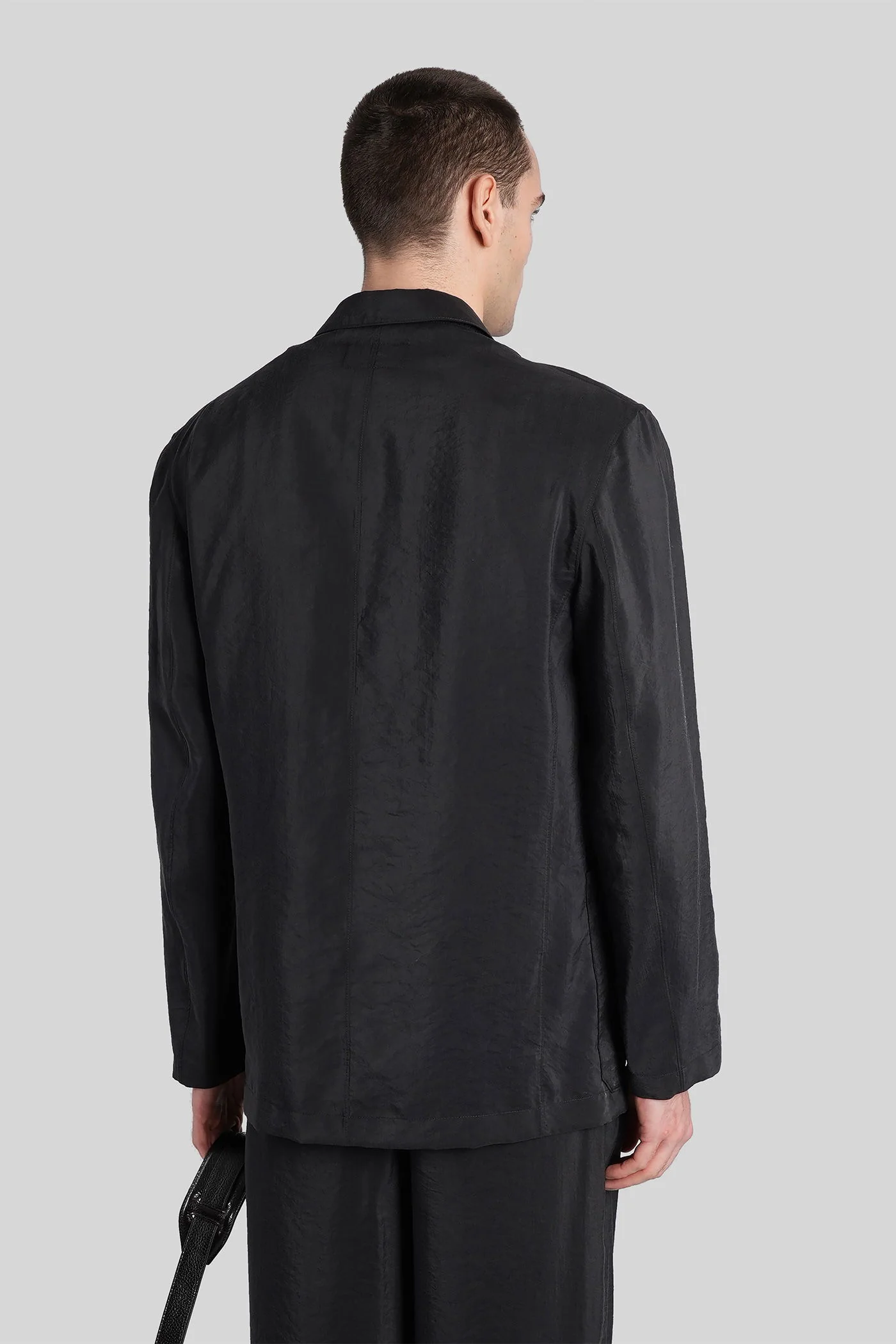 Blazer in black silk - Image 3