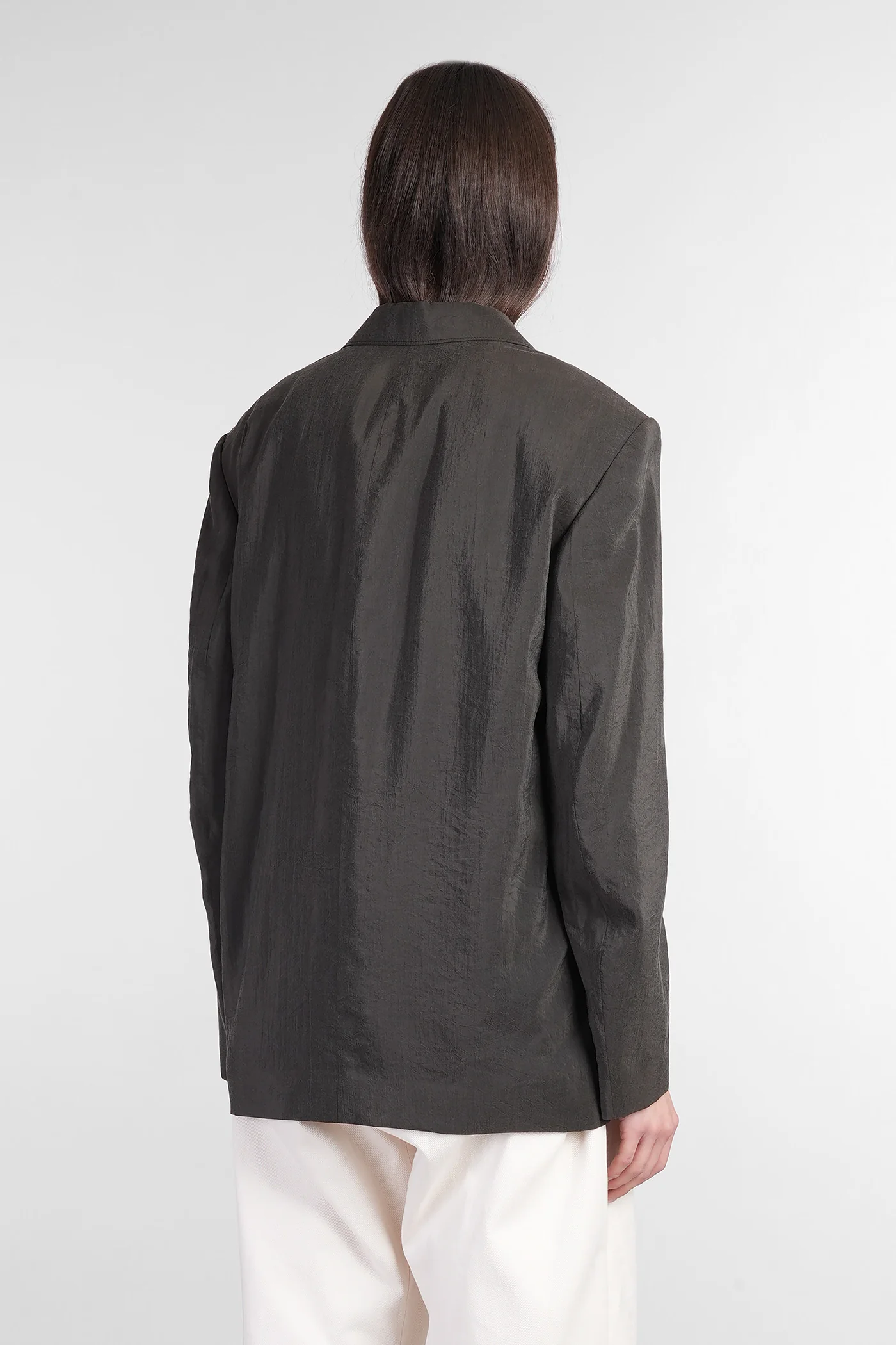 Blazer in brown silk - Image 3