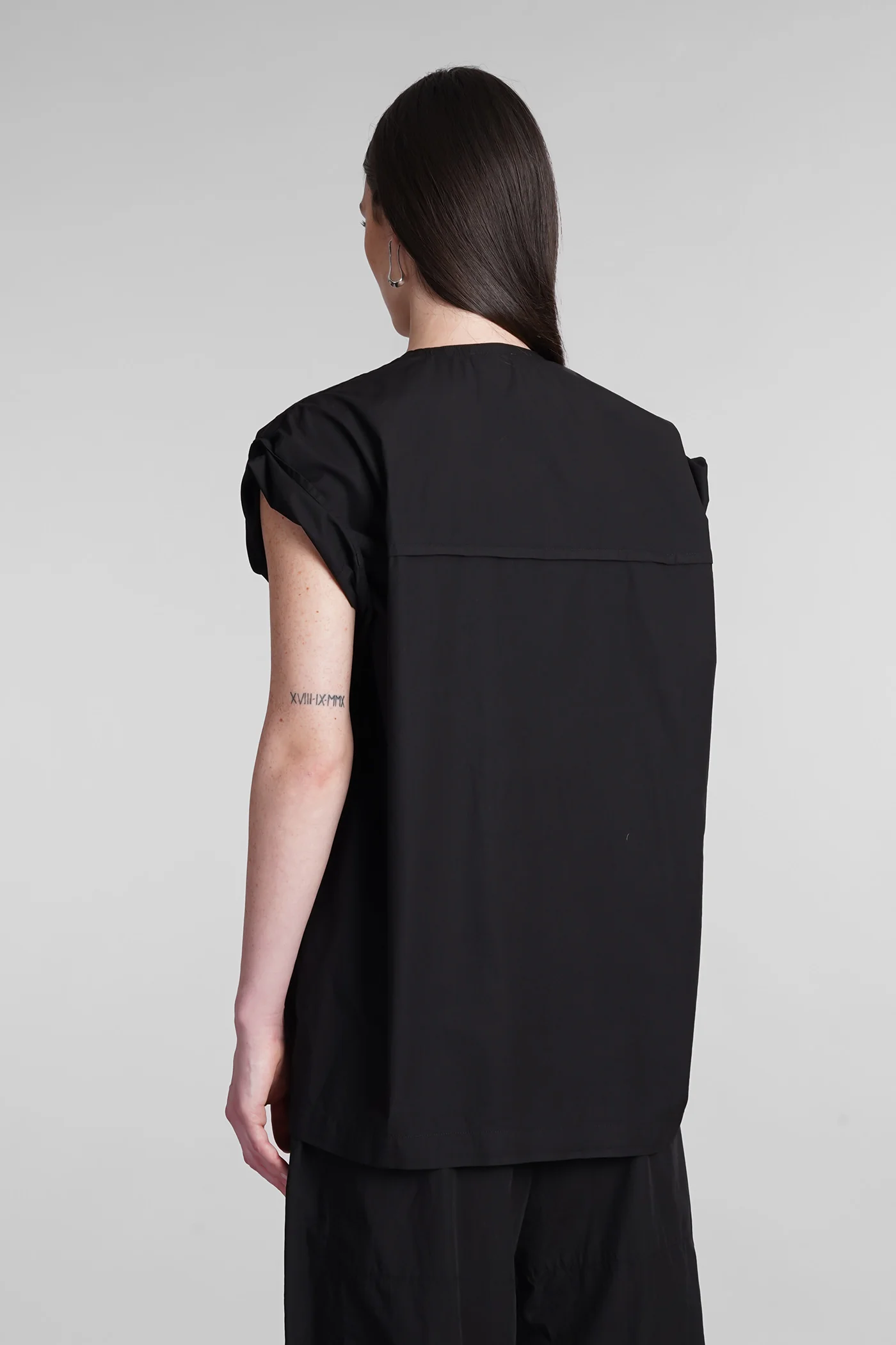 Blouse in black cotton - Image 3