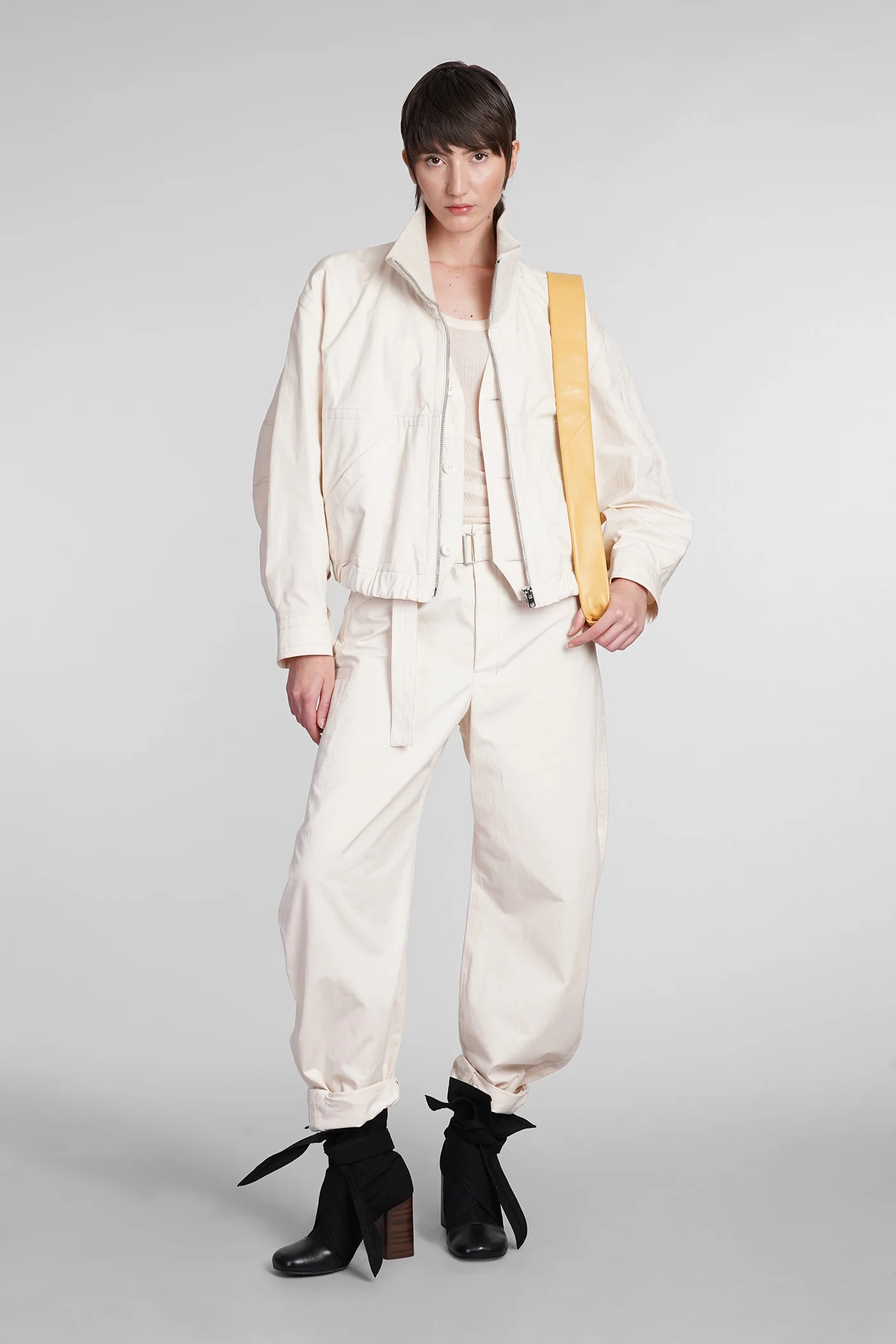 Bomber Jacket in beige cotton - Image 2