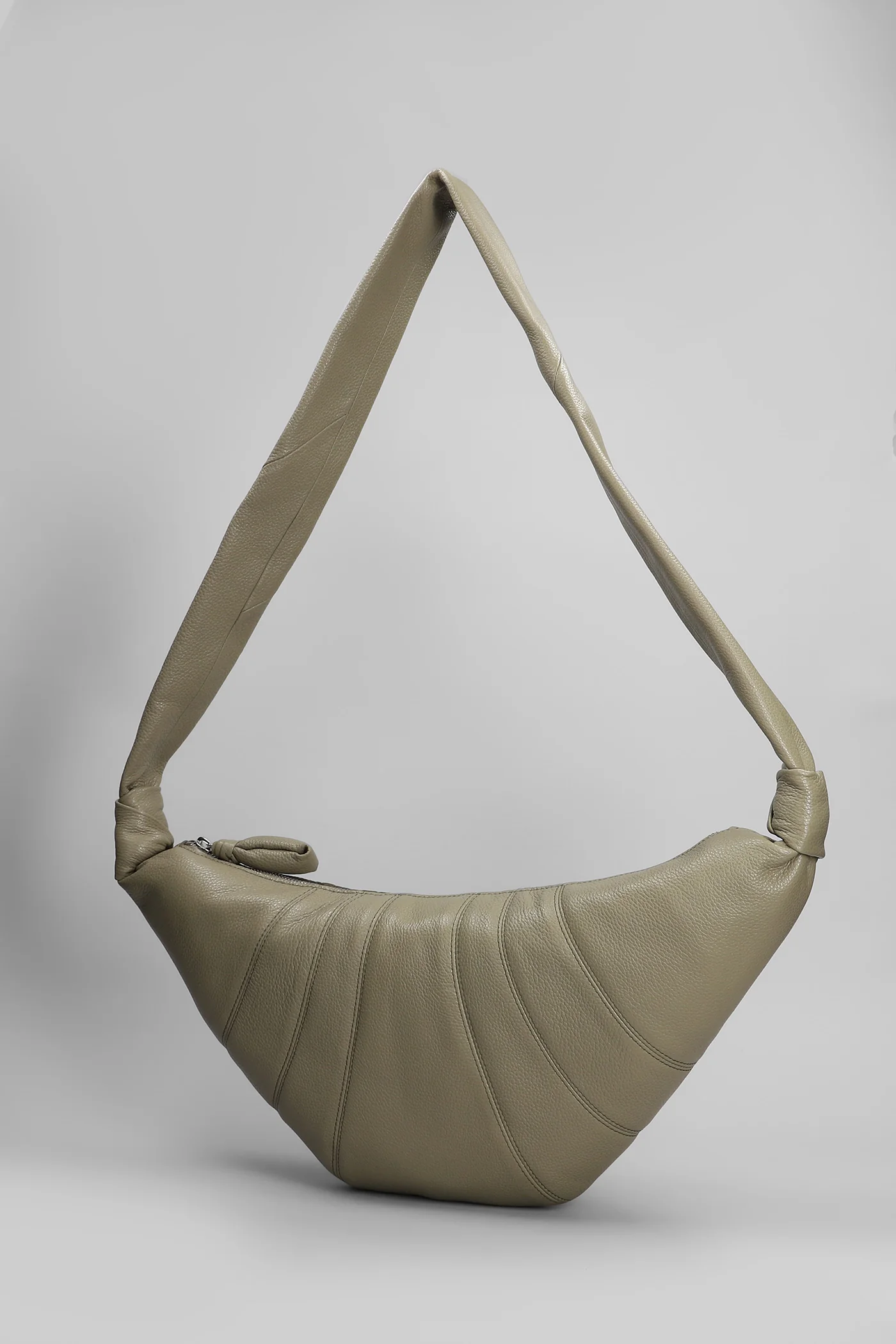 Medium croissant Shoulder bag in khaki leather - Image 14