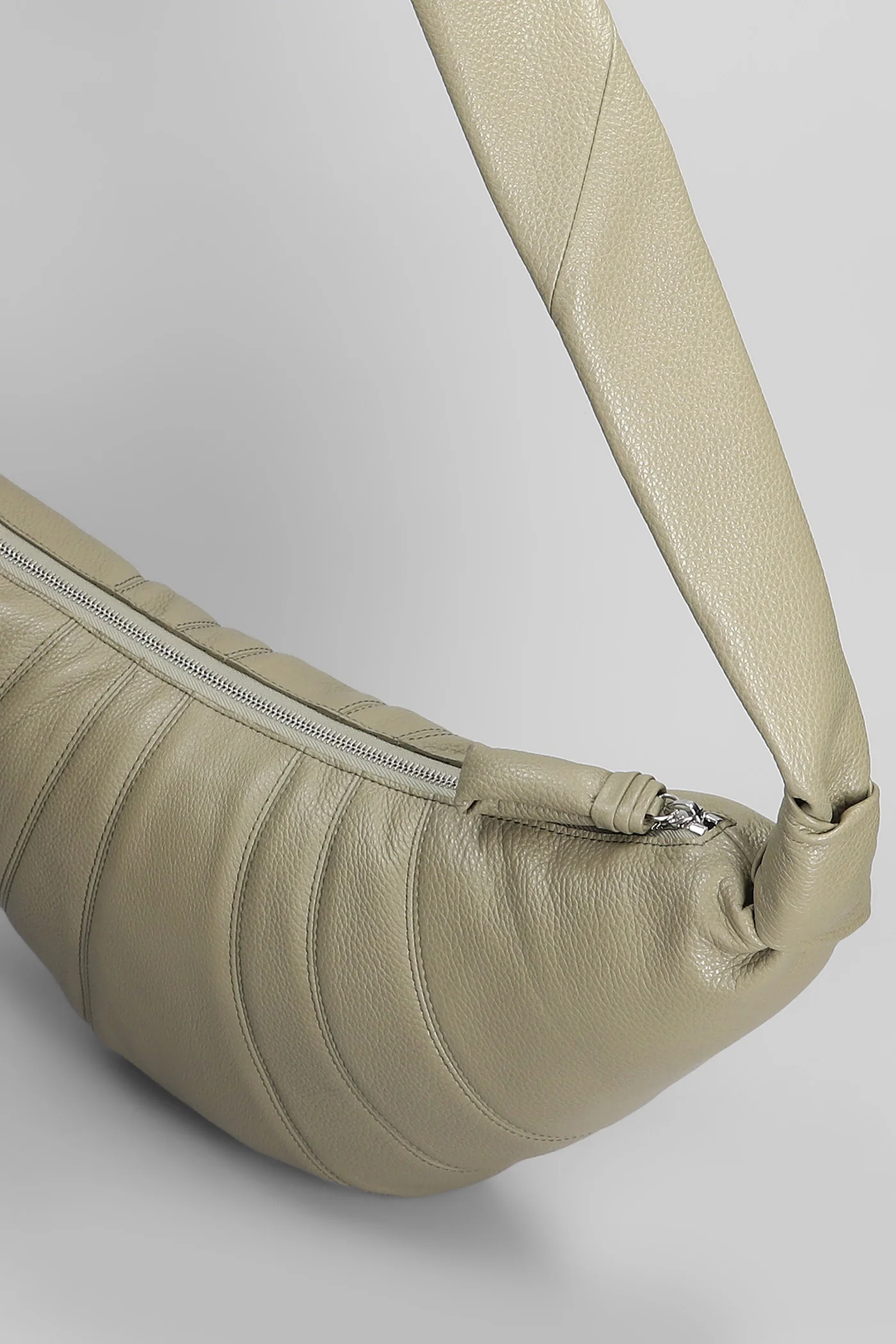 Medium croissant Shoulder bag in khaki leather - Image 16