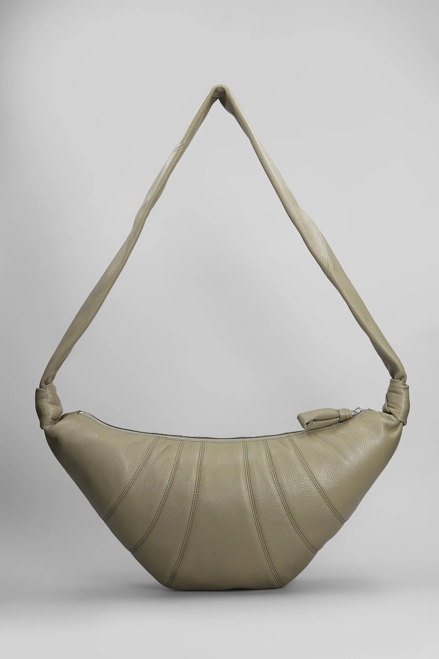 Medium croissant Shoulder bag in khaki leather - Image 7