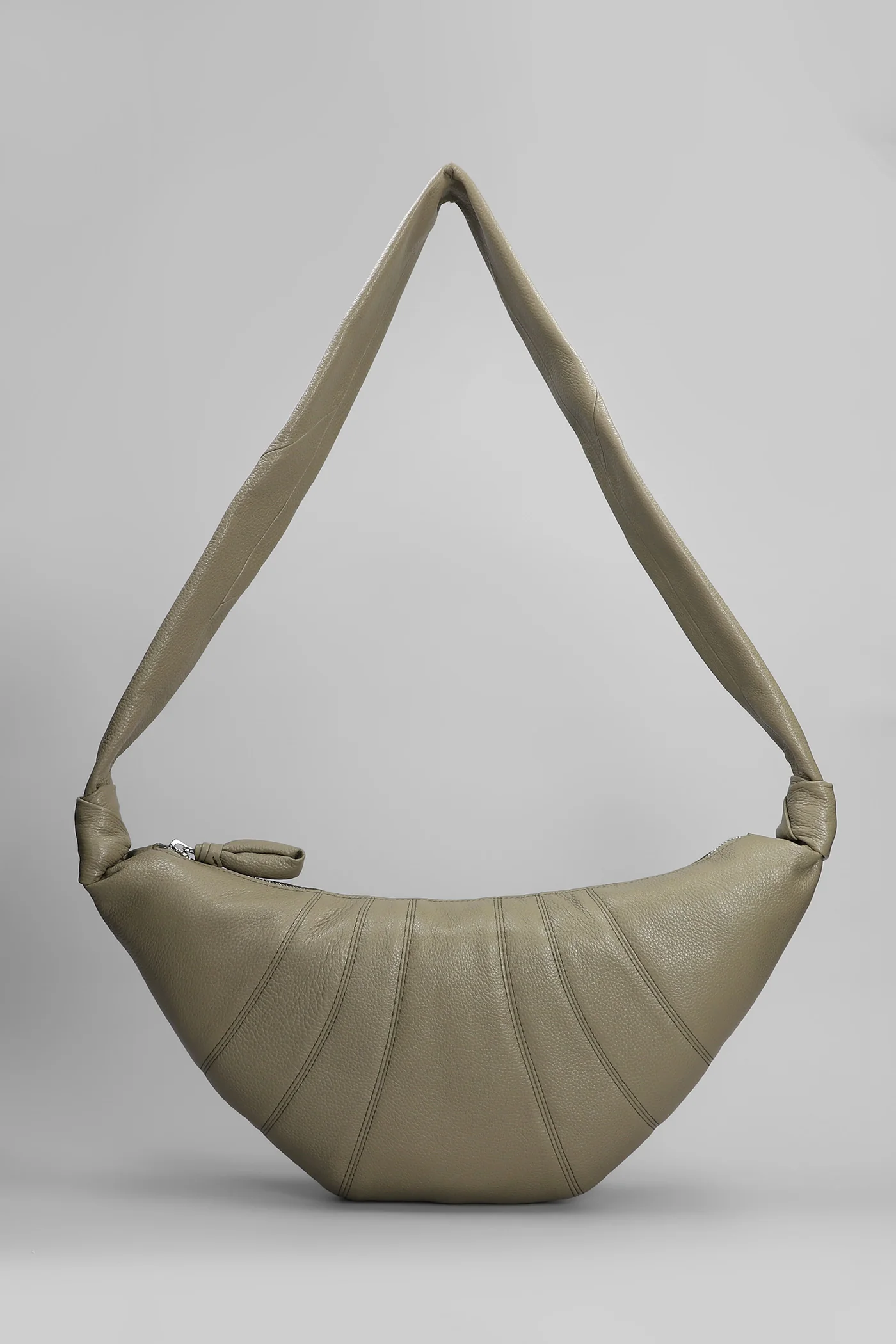 Medium croissant Shoulder bag in khaki leather - Image 9
