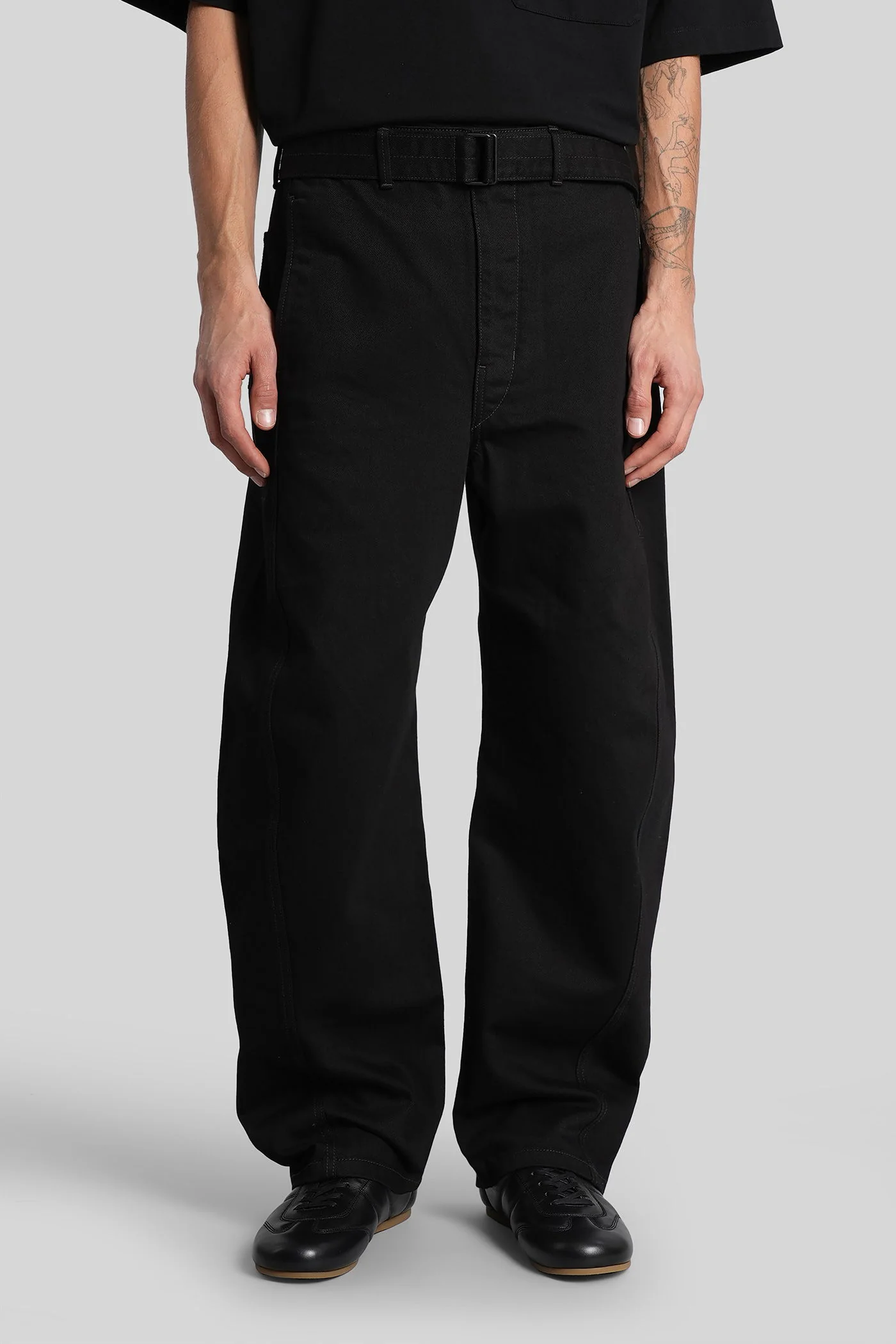 Pants in black cotton
