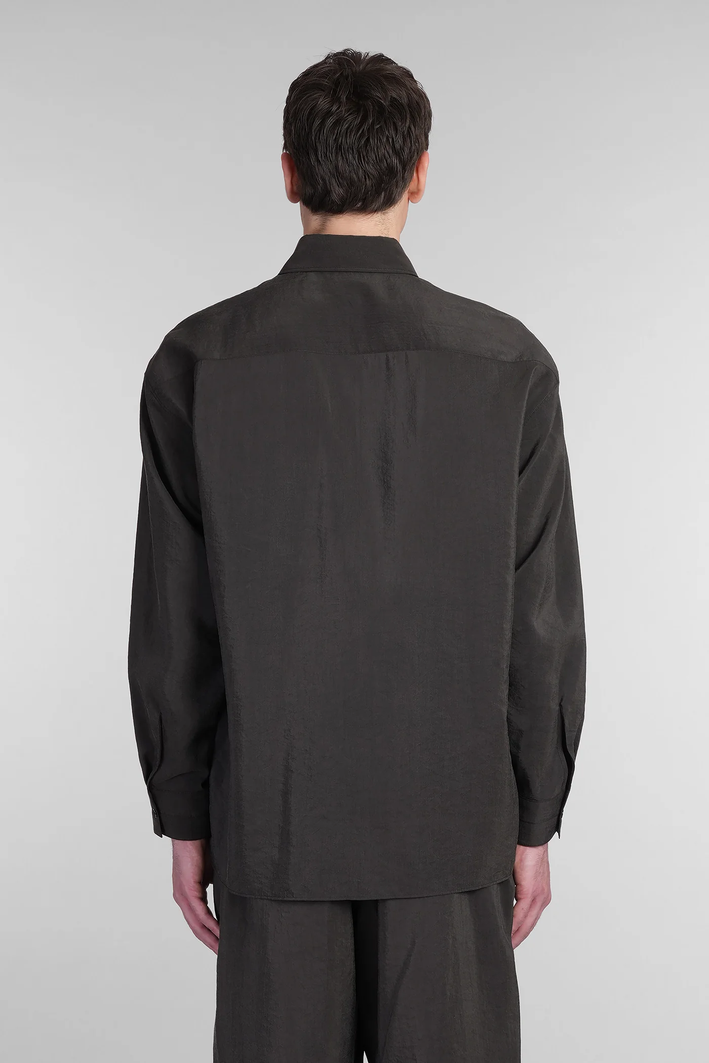 Shirt in brown silk - Image 3