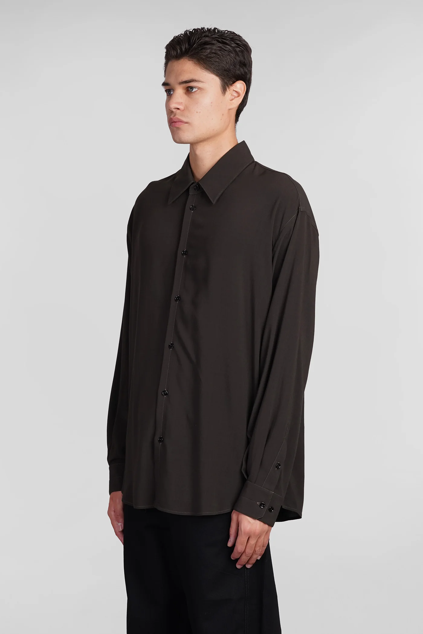 Shirt in brown viscose - Image 4